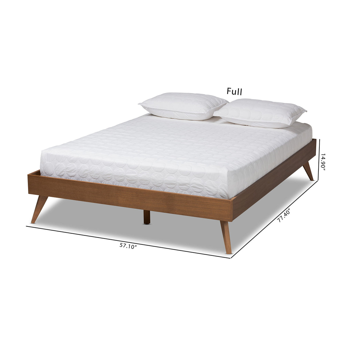 Lissette Mid-Century Modern Walnut Brown Finished Wood Queen Size Platform Bed Frame