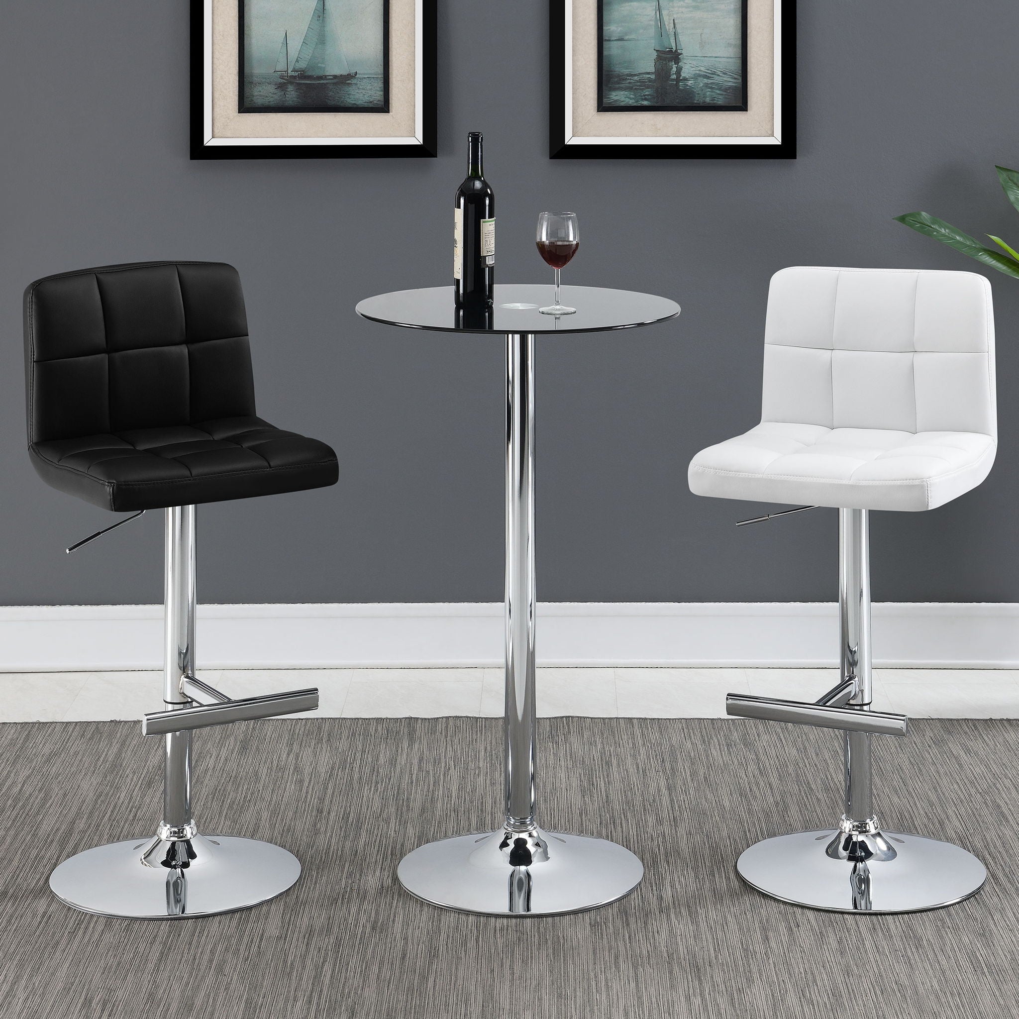 Lenny - Upholstered Adjustable Bar Stool (Set of 2) - White
