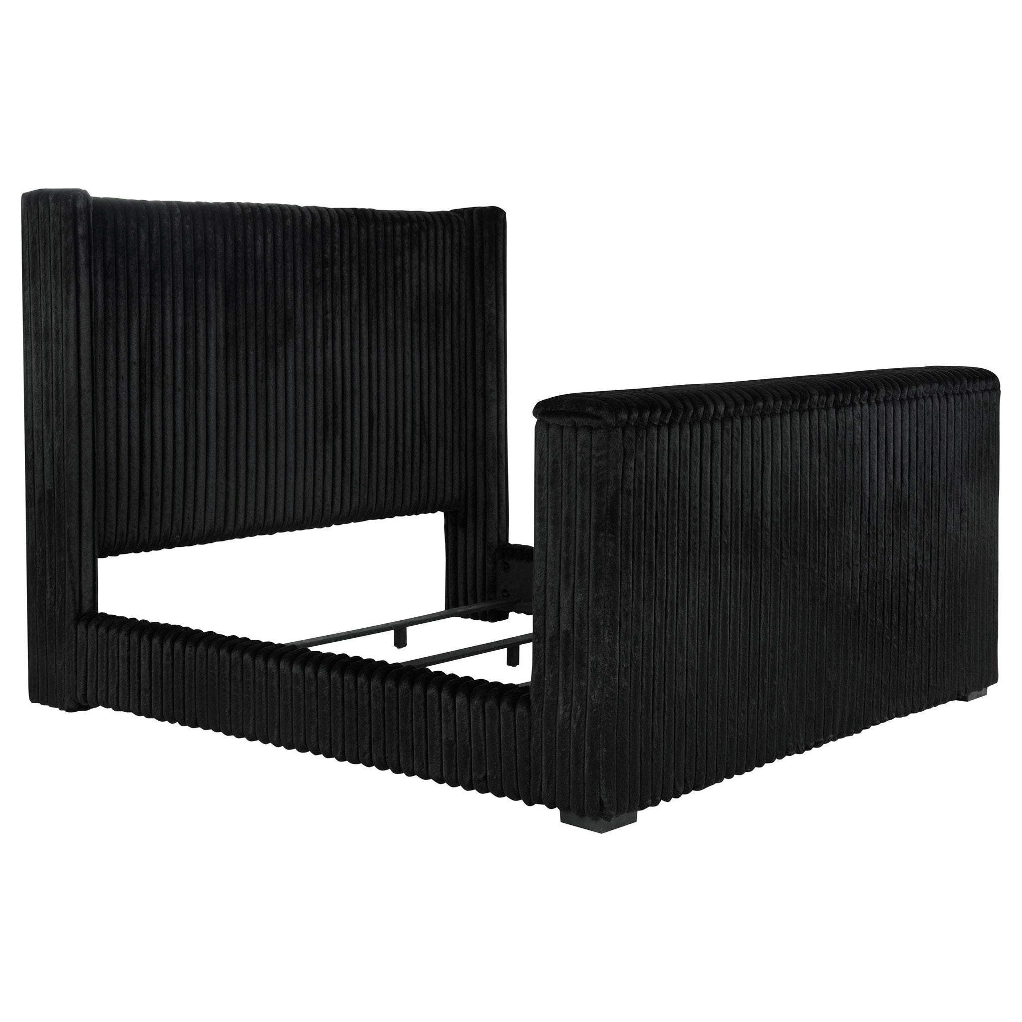 Centergrove Upholstered California King Wingback TV Bed Black