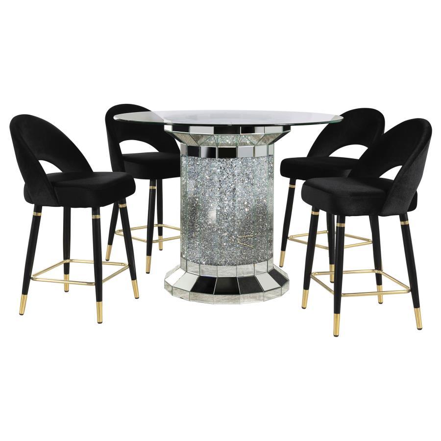 Coaster Fine Furniture Ellie - Mirrored Counter Height Dining Table Set | Meri Furniture
