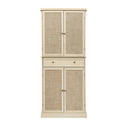 4 Door Storage Cabinet With 1 Drawer And 4 Adjustable Inner Shelves - Natural