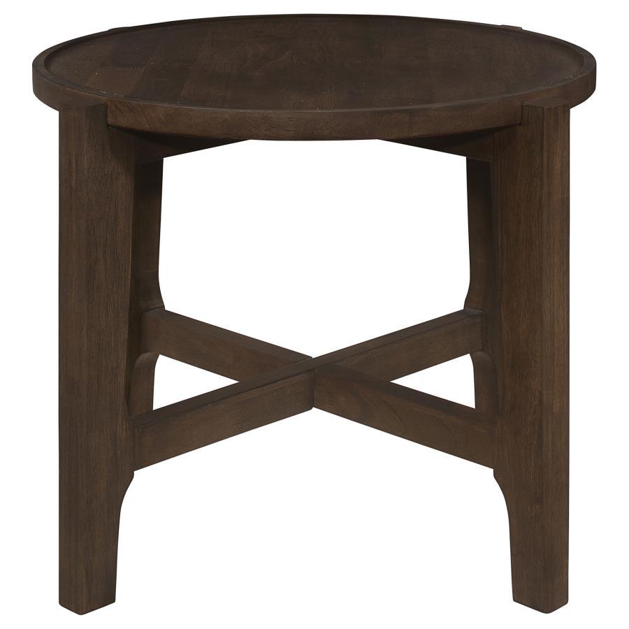 Coaster Fine Furniture Cota - Round Solid Wood End Table - Dark Brown | Meri Furniture