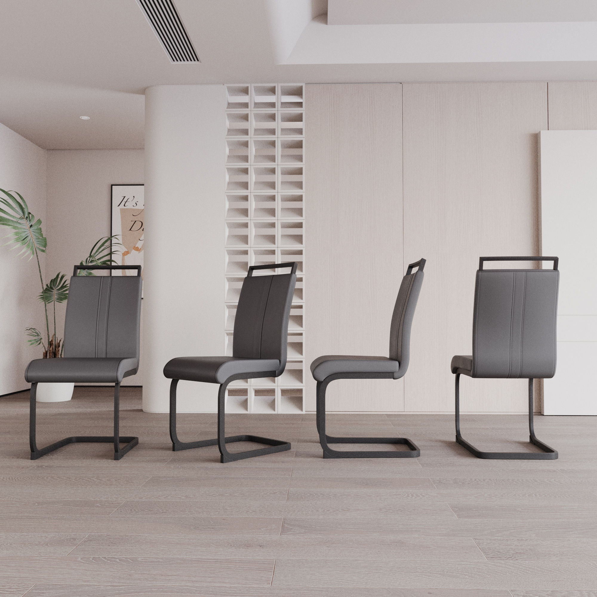 Modern Dining Chairs With High Back Upholstered Design Metal Legs