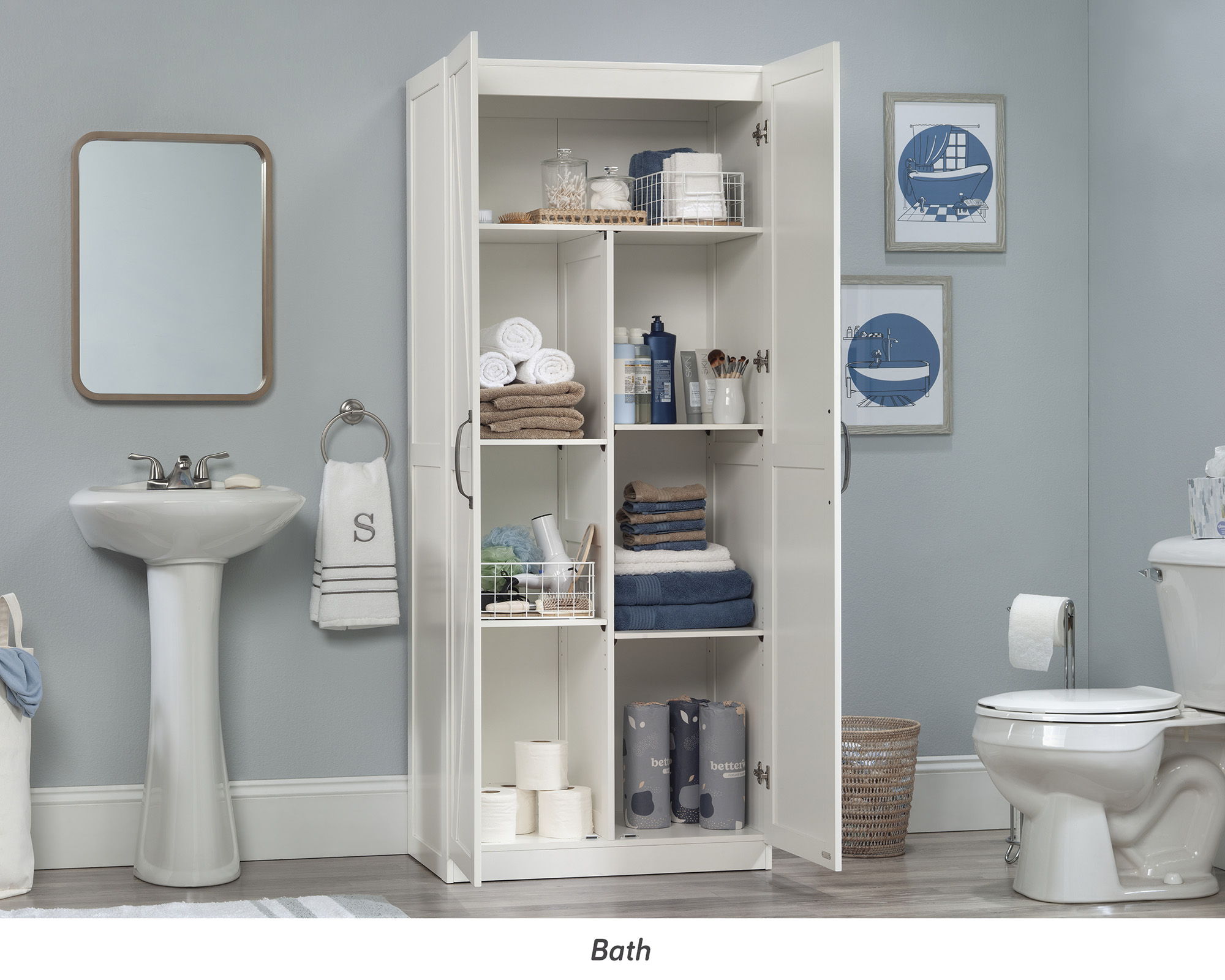2-Door Farmhouse Storage Cabinet in White