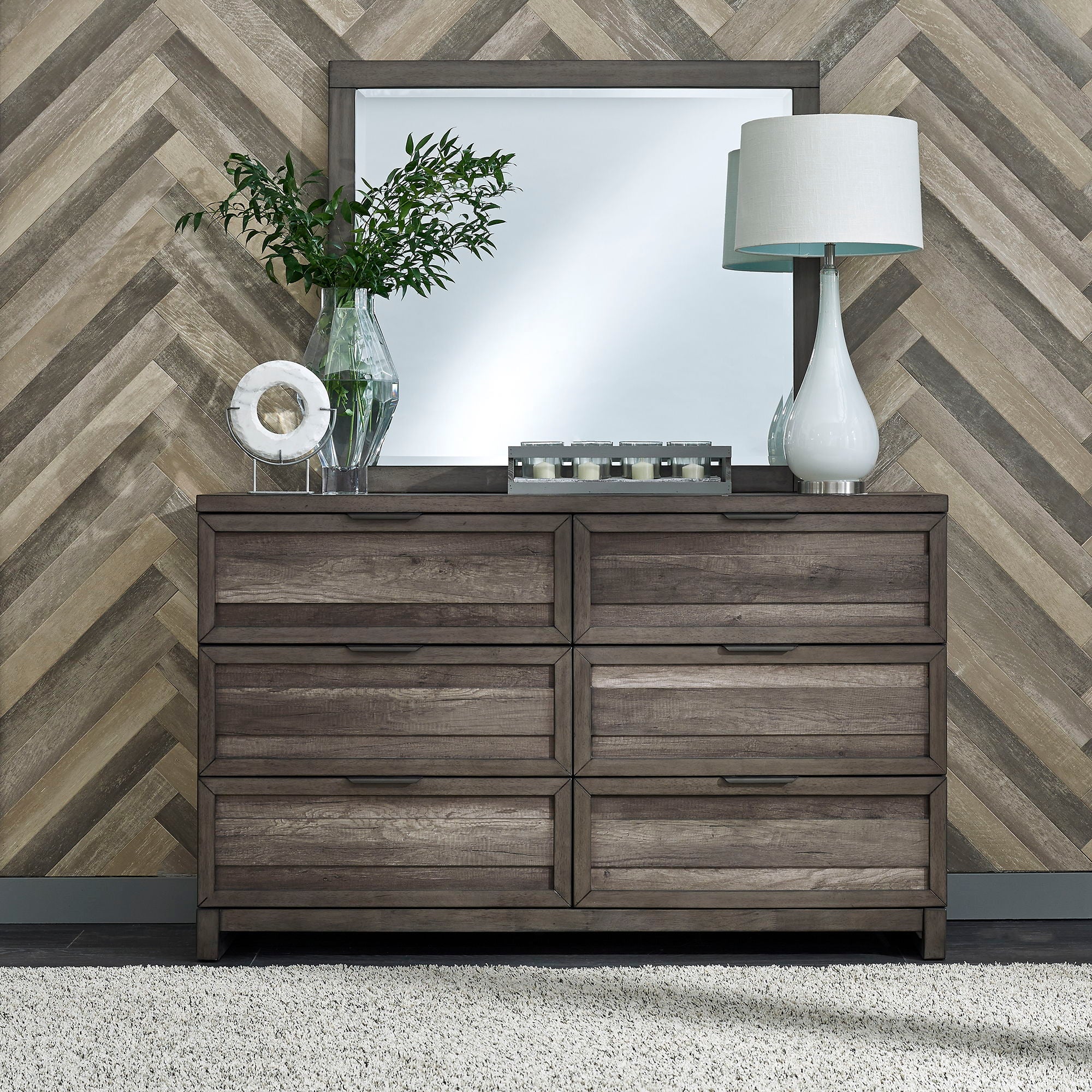 Liberty Furniture Tanners Creek - Dresser & Mirror - Dark Gray | Meri Furniture