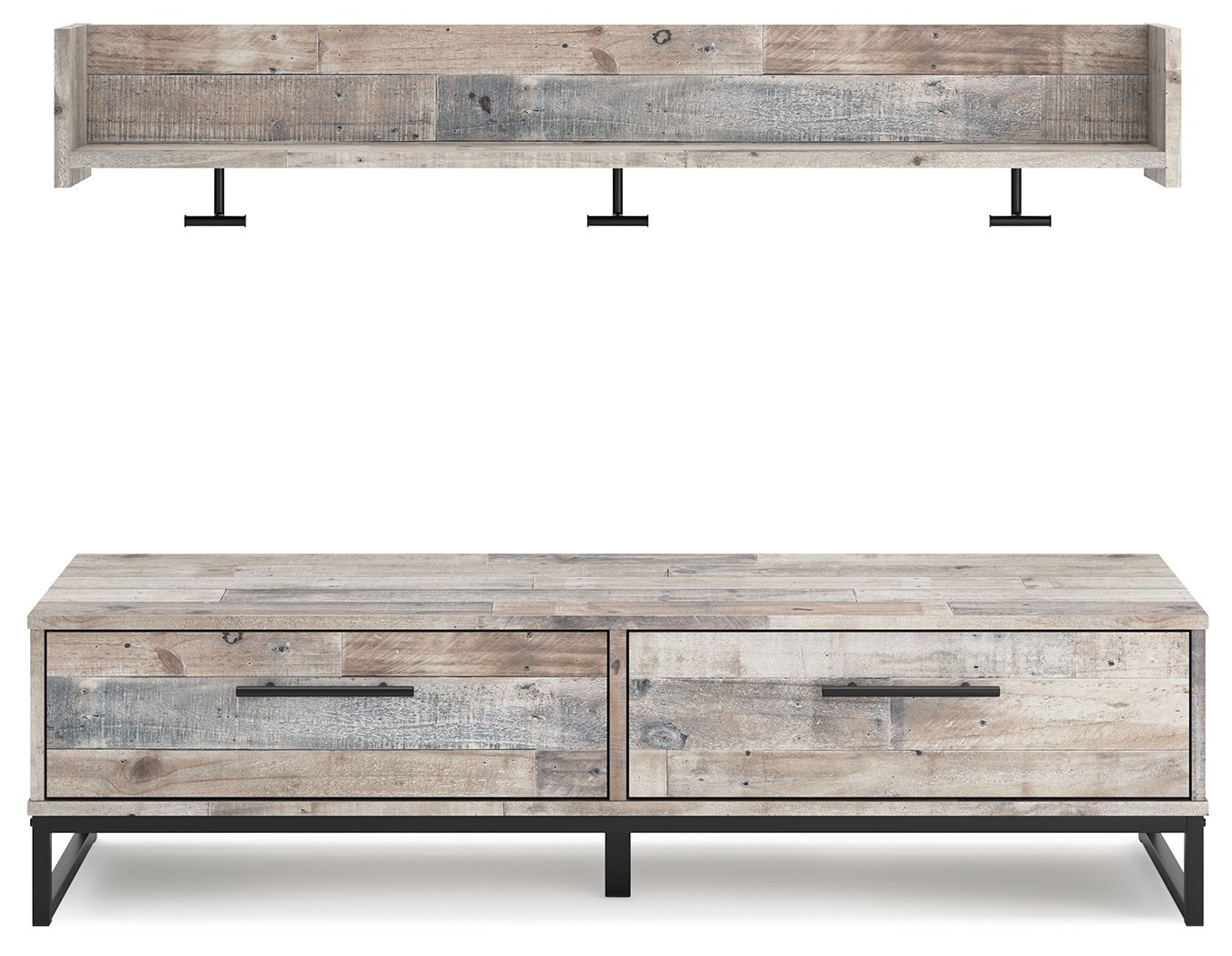 Signature Design by Ashley® Neilsville - Whitewash - Bench With Coat Rack | Meri Furniture
