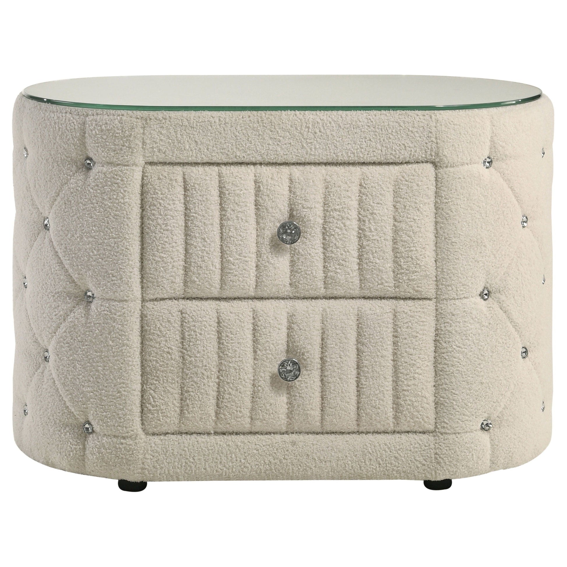 Coaster Fine Furniture Sonya - 2-Drawer Upholstered Nightstand Bedside Table - Ivory | Meri Furniture