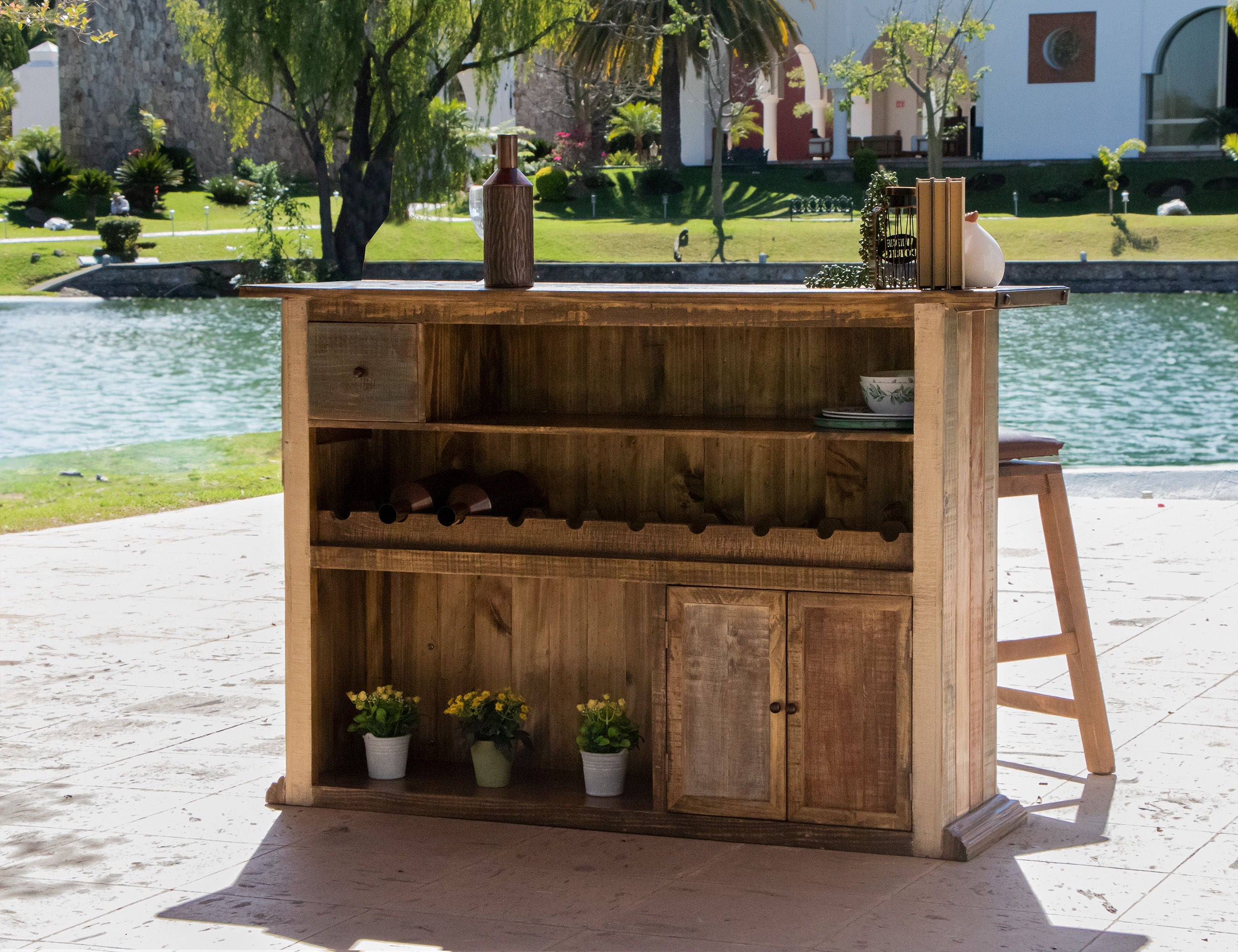 International Furniture Direct Antique - Bar - Multicolor | Meri Furniture