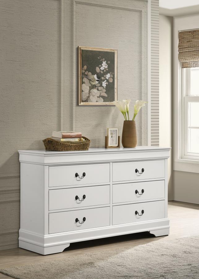 Coaster Fine Furniture Louis Philippe - 6 Drawer Dresser - White | Meri Furniture