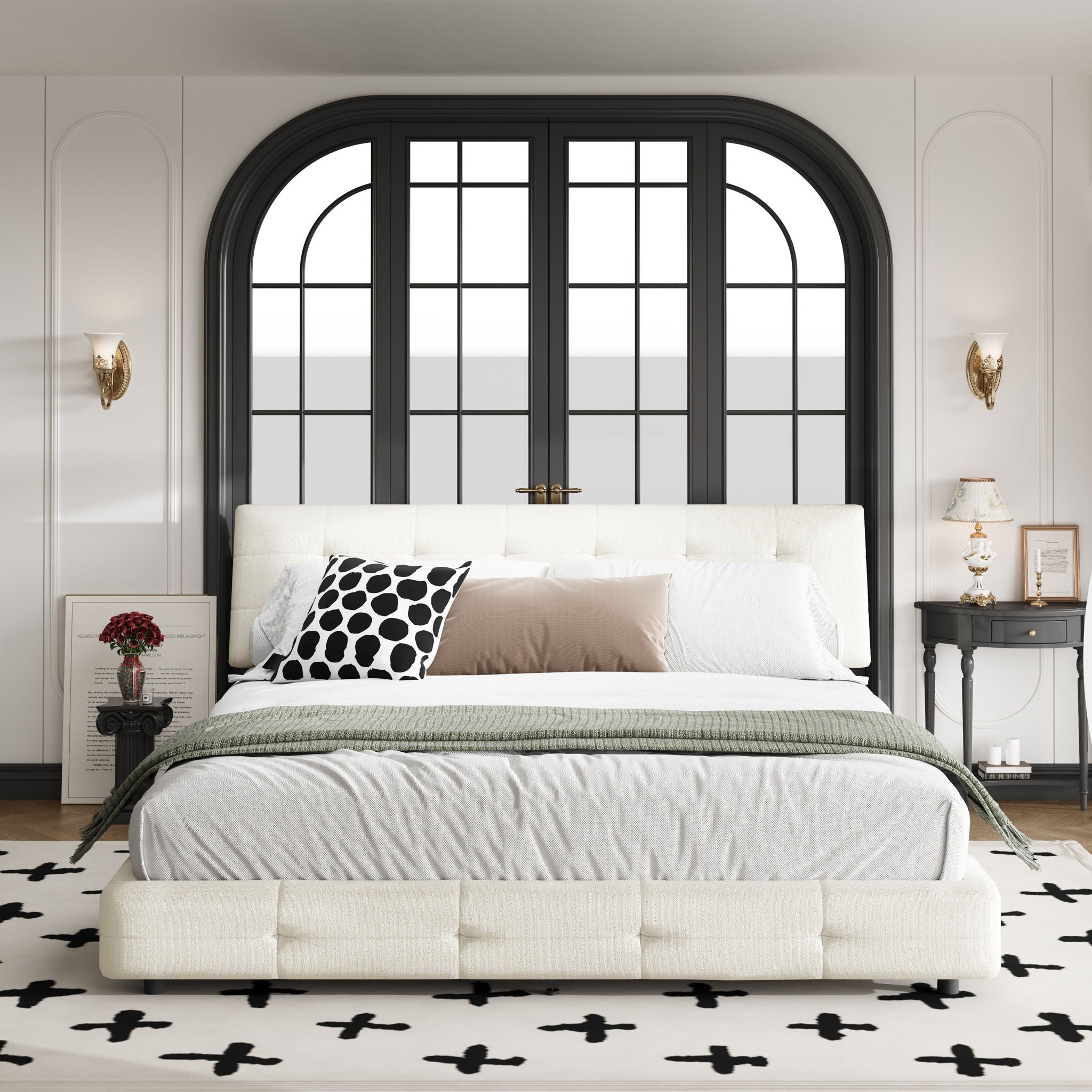 Tufted Headboard With Extra-Large Ultra-Soft Cloud Pillow Design