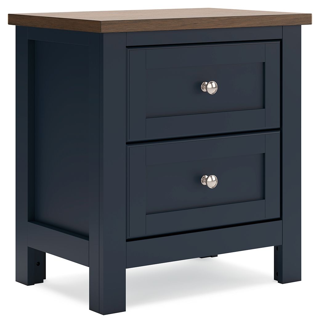 Signature Design by Ashley® Landocken - Brown / Blue - Two Drawer Night Stand | Meri Furniture