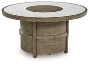 Signature Design by Ashley® Rainier Ranch - Beige - Round Fire Pit Table | Meri Furniture