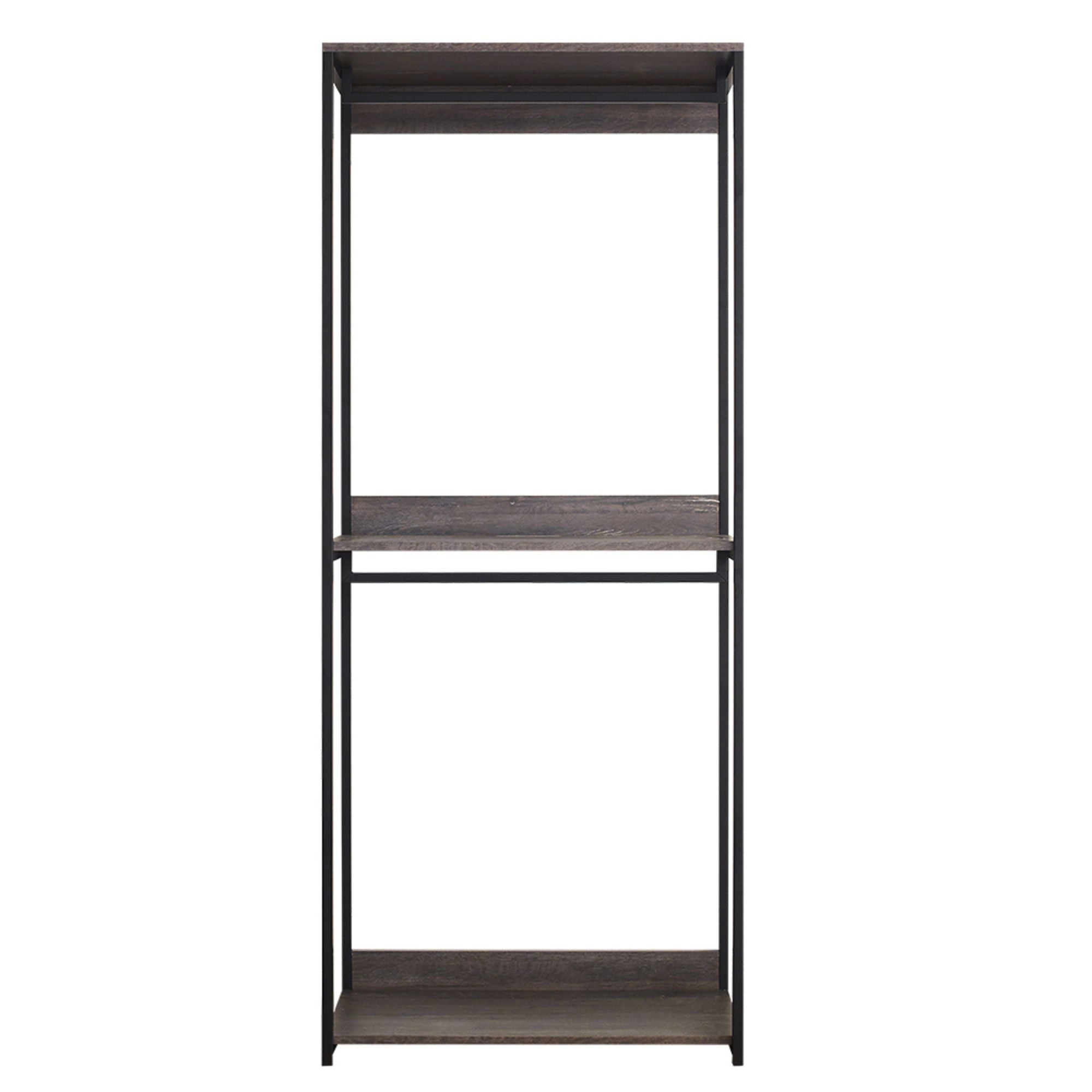 Monica - Wood Walk In Closet System Melamine 143" Modular Storage - Rustic