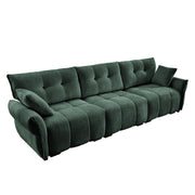 Elegant 3 Seater Sofa Set & Pillows Frame, High Rebound Cushions - Textured Green