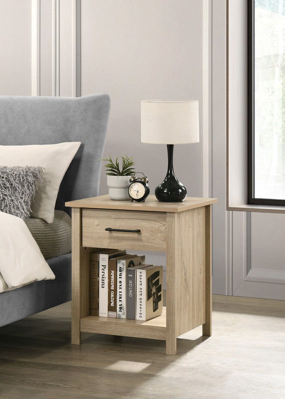 Celeste 20"W Light Oak Finish 1-Drawer Nightstand Bedside Table