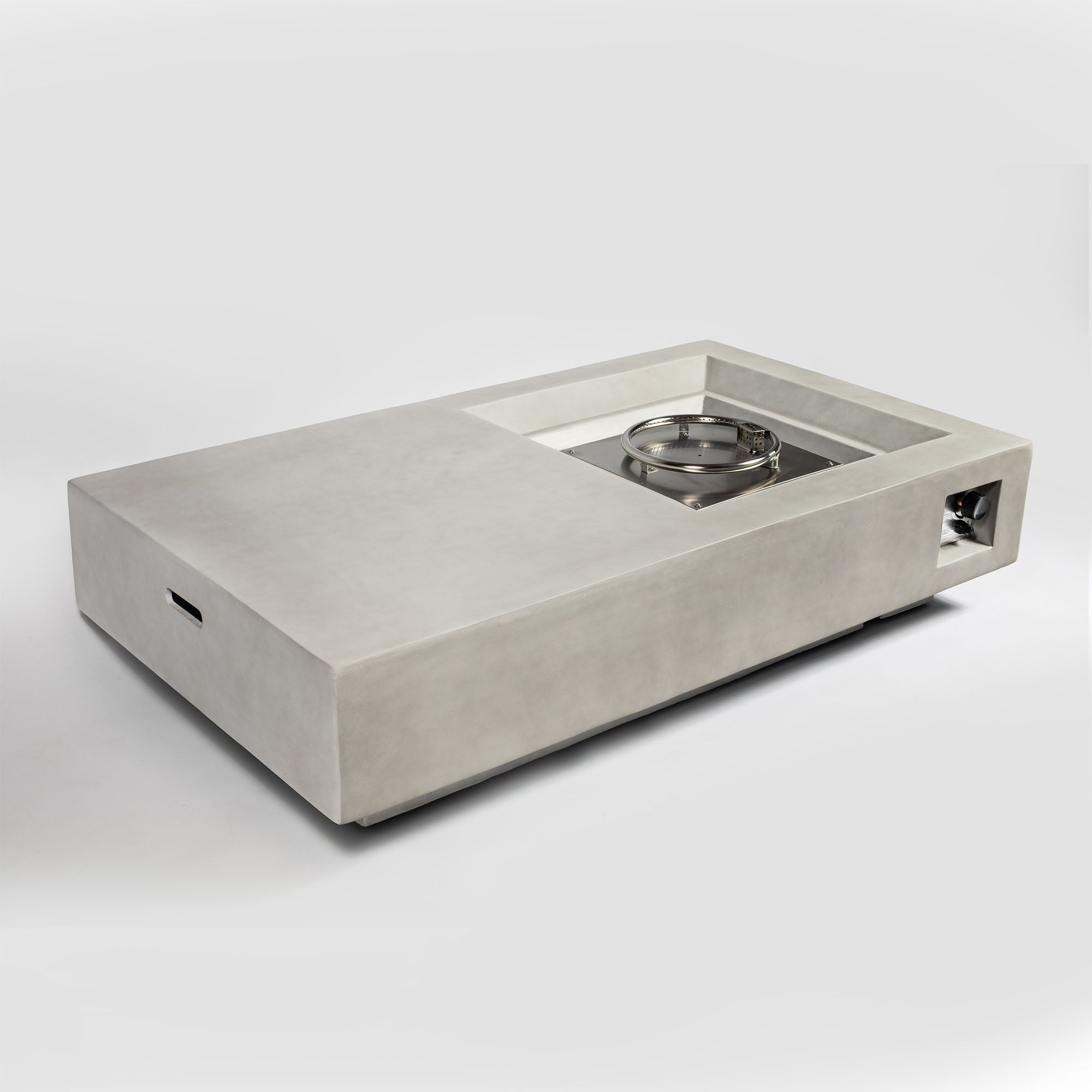 Propane Gas Fire Pit Table, 50000 Btu Rectangular Concrete Fire Pit For Outside Patio Deck Garden Backyard - Light Gray