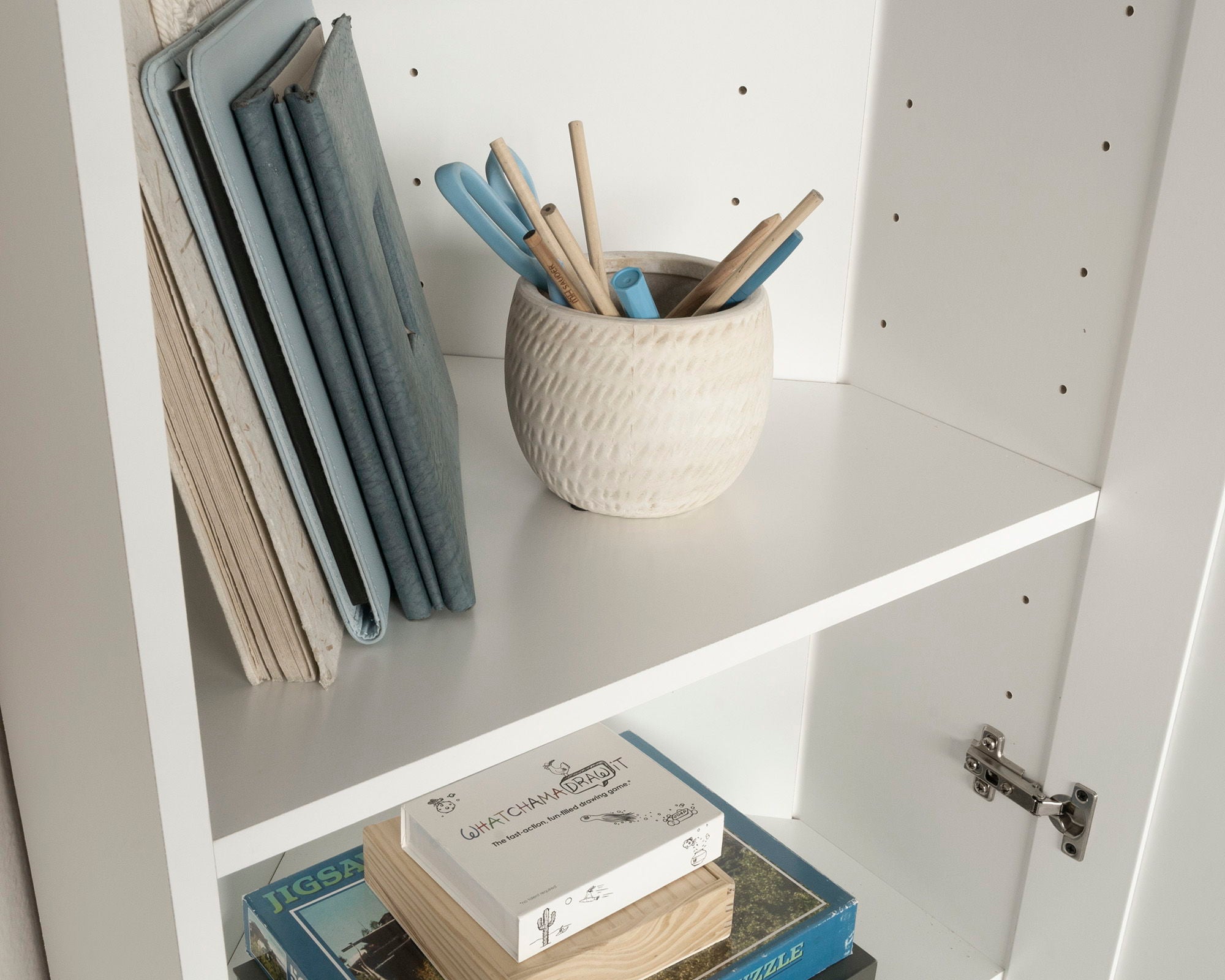 5-Shelf Corner Storage Cabinet in Soft White
