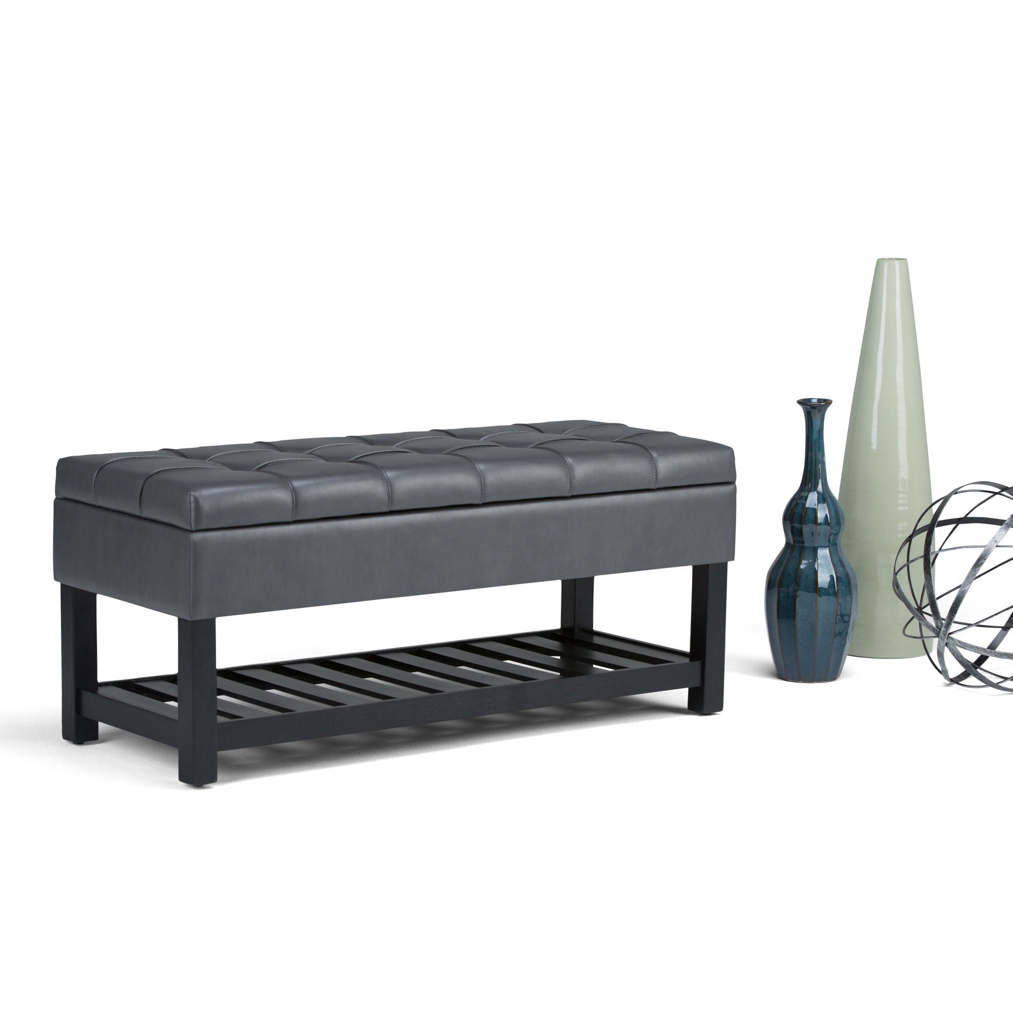 Saxon - Upholstered Transitional Storage Ottoman Bench