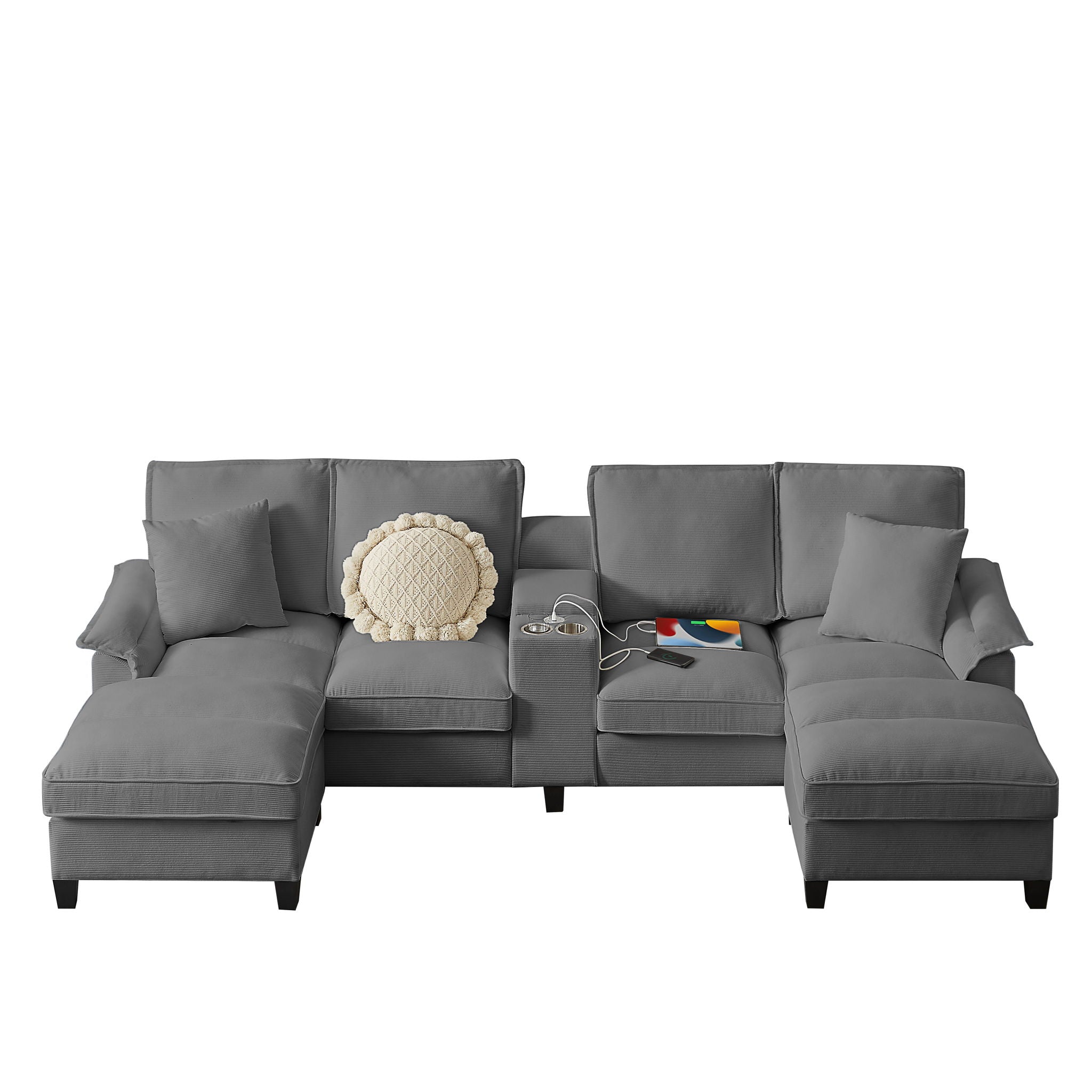 Modern U-Shaped Sectional Sofa Bed With Storage