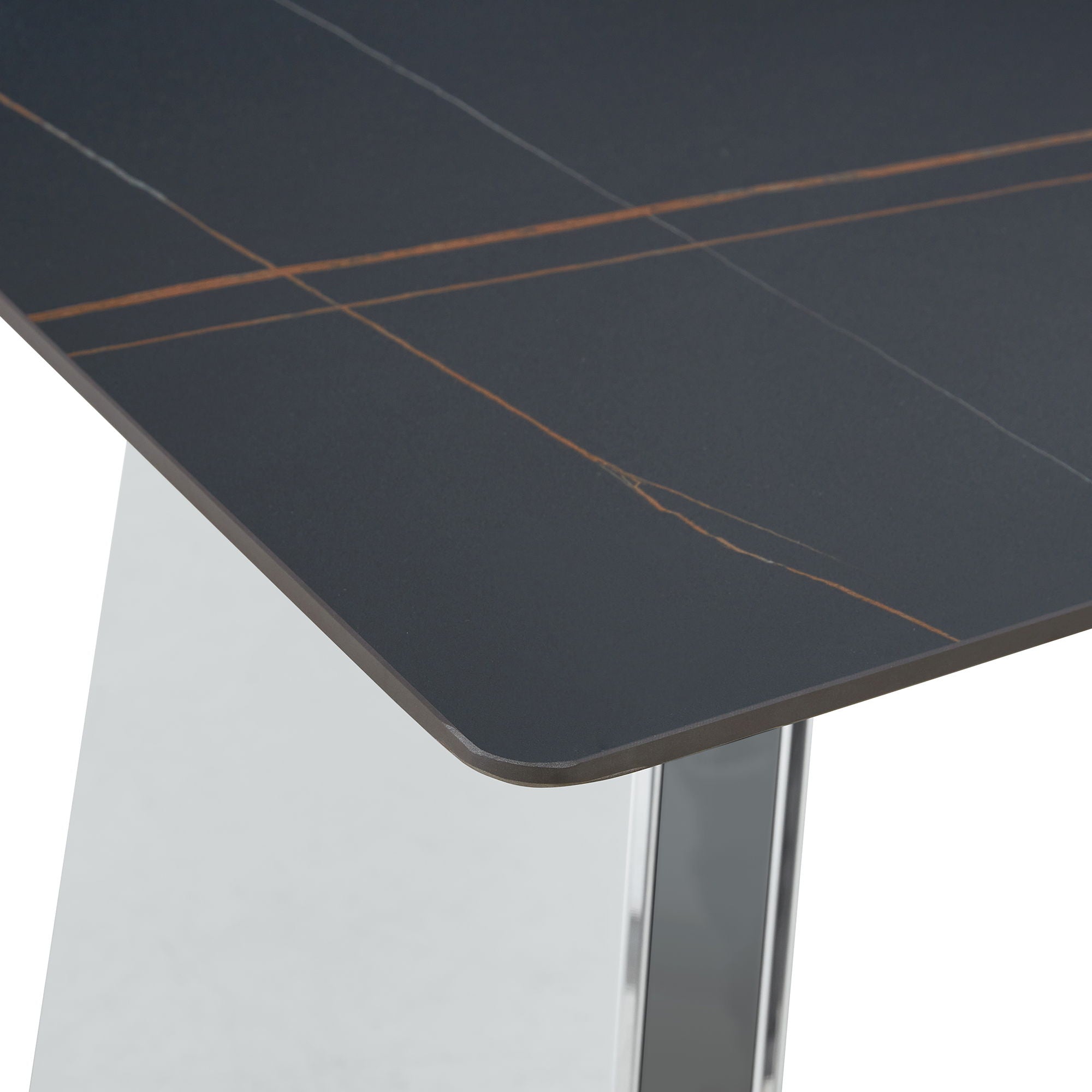Modern Marble Patterned Dining Table With Stainless Steel Butterfly Legs