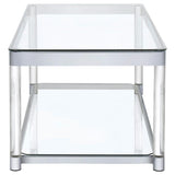 Anne - Rectangular Glass Top Acrylic Leg Coffee Table - Chrome