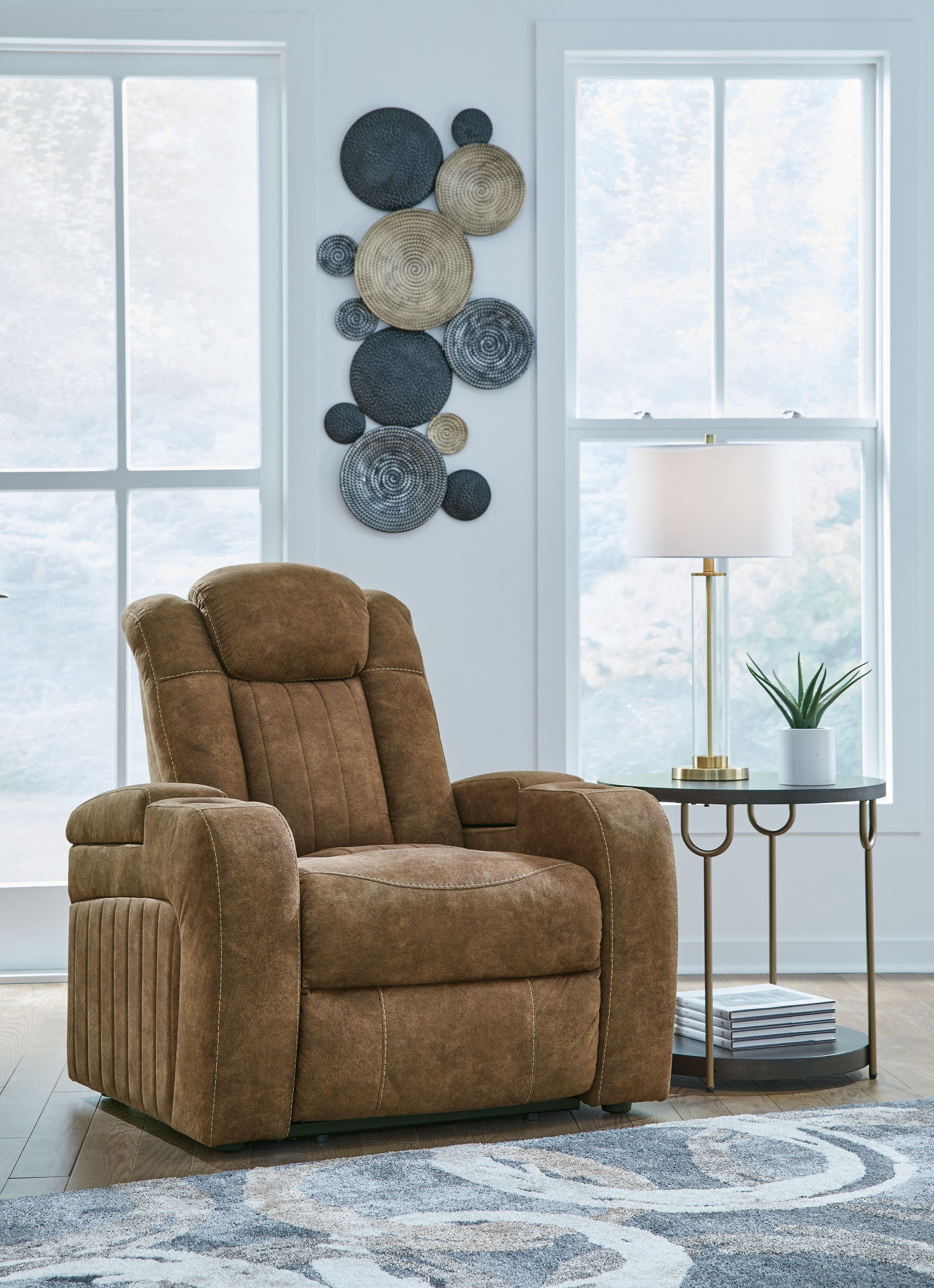 Signature Design by Ashley® Wolfridge - Brindle - Power Recliner/Adj Headrest | Meri Furniture