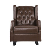 Amedou - Contemporary Tufted Wingback Rocking Chair - Dark Brown