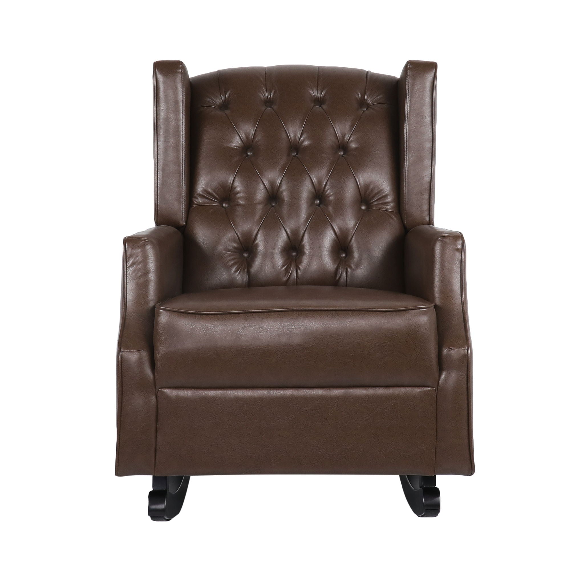Amedou - Contemporary Tufted Wingback Rocking Chair - Dark Brown