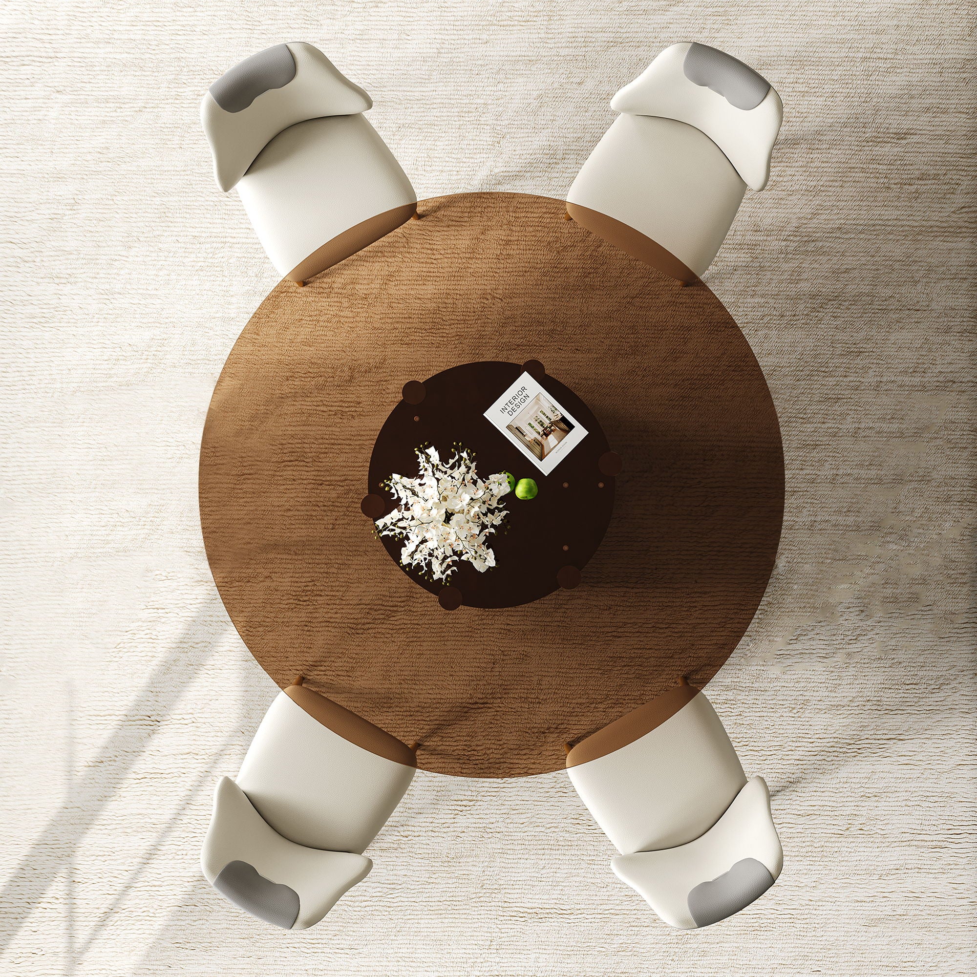 Modern Round Dining Table Set With Glass Top And Steel Legs