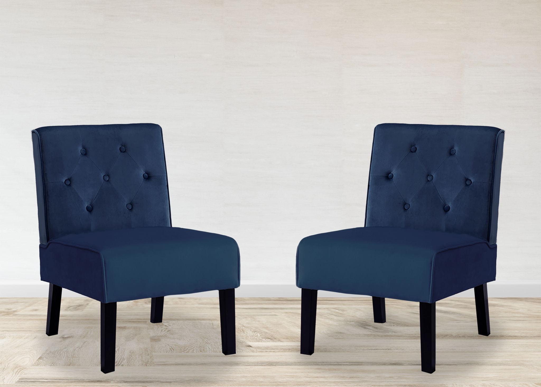 Reese - Living Room Armless Button Tufted Pattern Accent Chair (Set of 2)