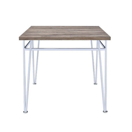 ACME Nadie II - Counter Height Table - Light Oak & Chrome | Meri Furniture