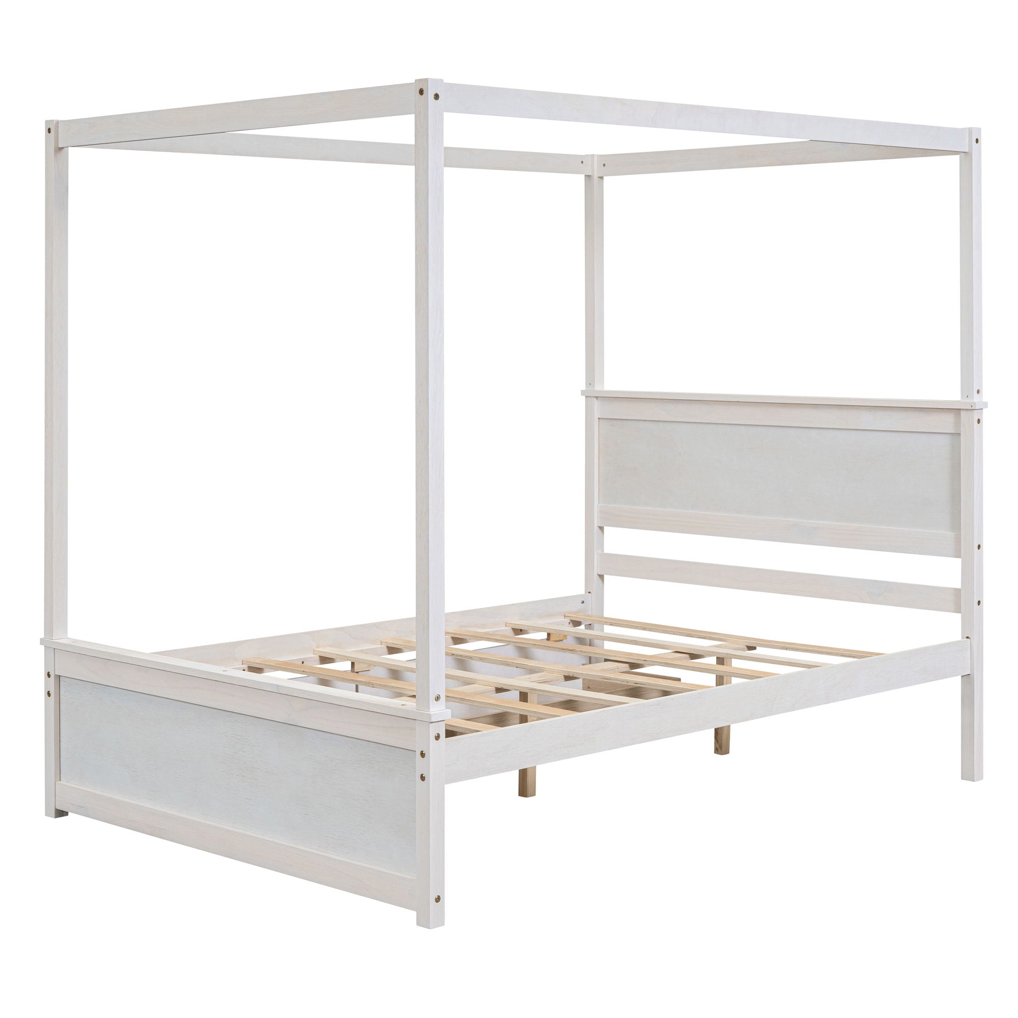 Canopy Platform Bed With Drawers, Support Slats, No Box Spring Needed