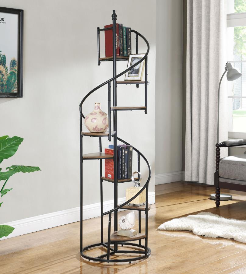 Coaster Fine Furniture Roseglen - 8-Shelf Staircase Bookshelf - Rustic Brown | Meri Furniture
