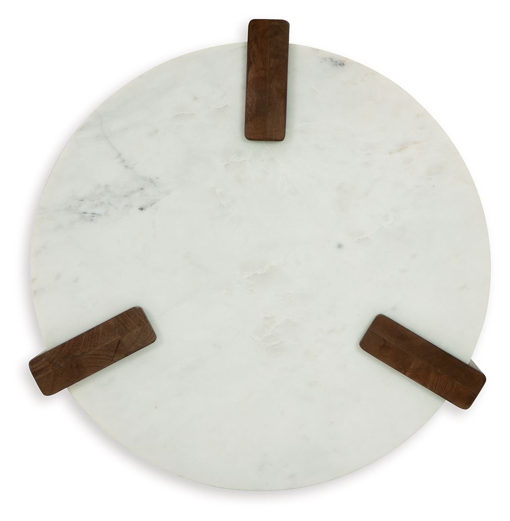 Signature Design by Ashley® Isanti - White / Brown - Round End Table | Meri Furniture