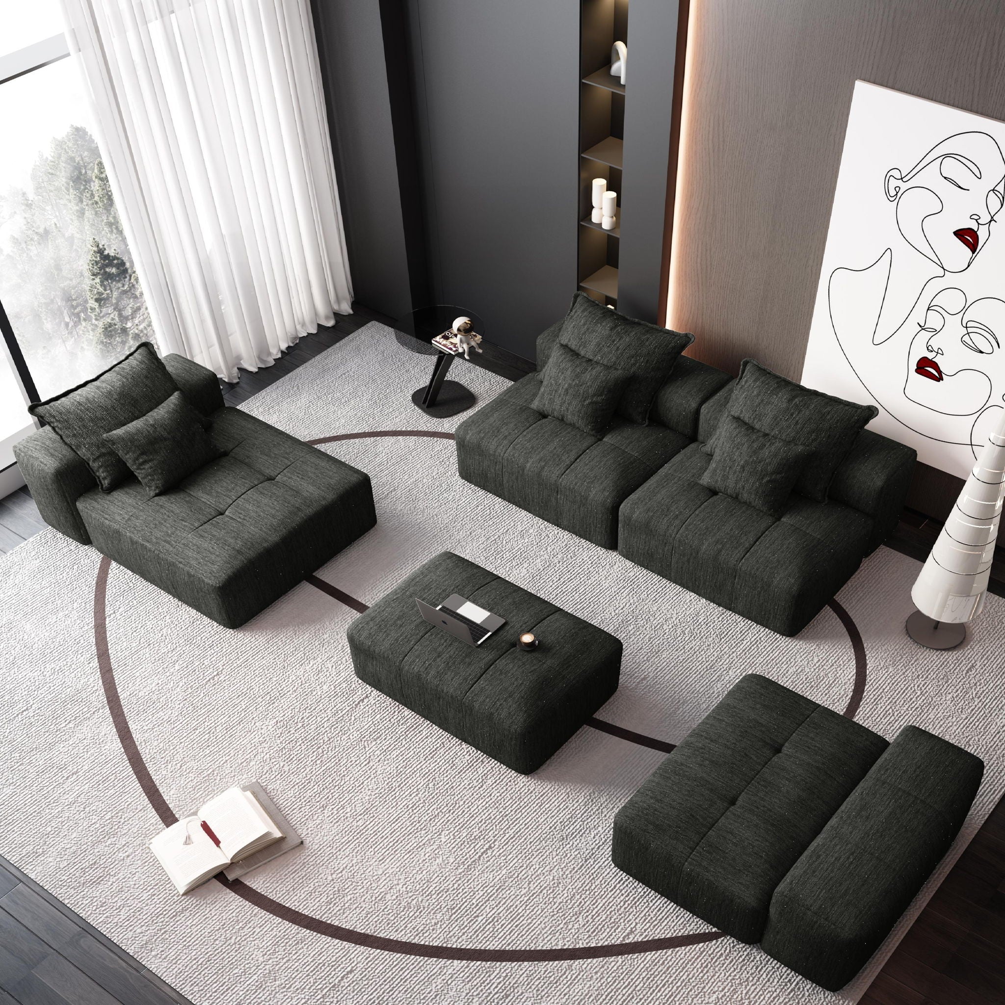 Modern Oversized Diy Combination, Modular Sectional Sofa With Pillows