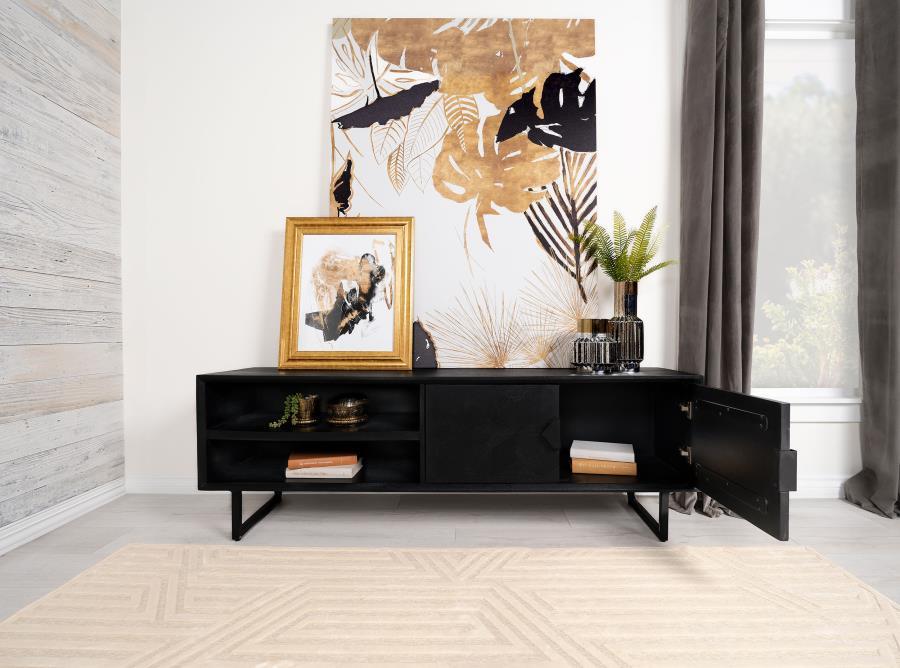 Coaster Fine Furniture Marsden - 2 Door Mango Wood TV Stand - Charcoal Black | Meri Furniture