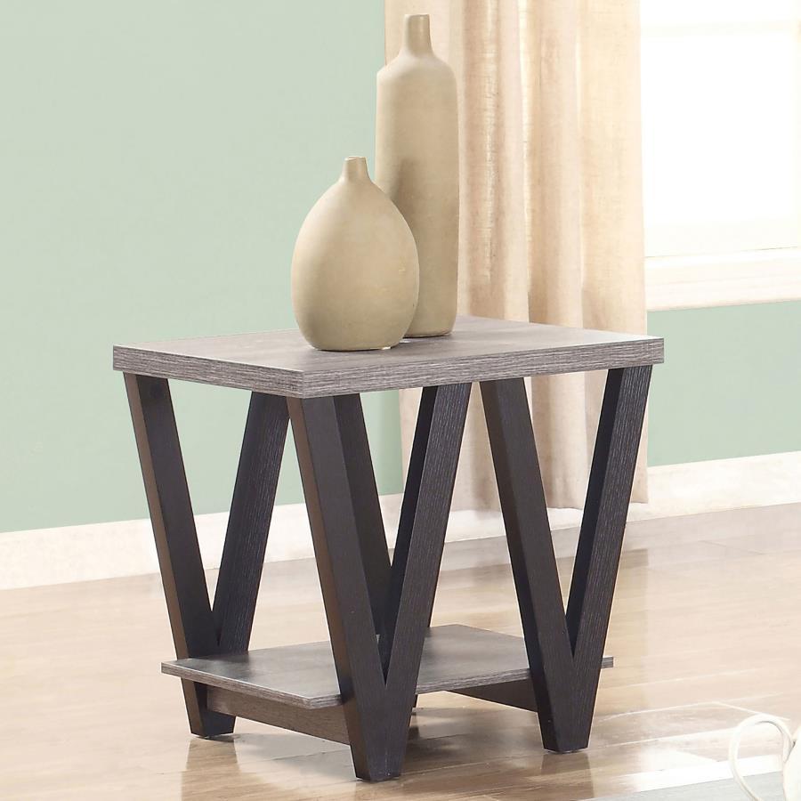 Coaster Fine Furniture Stevens - Engineered Wood End Table Antique - Gray And Black | Meri Furniture