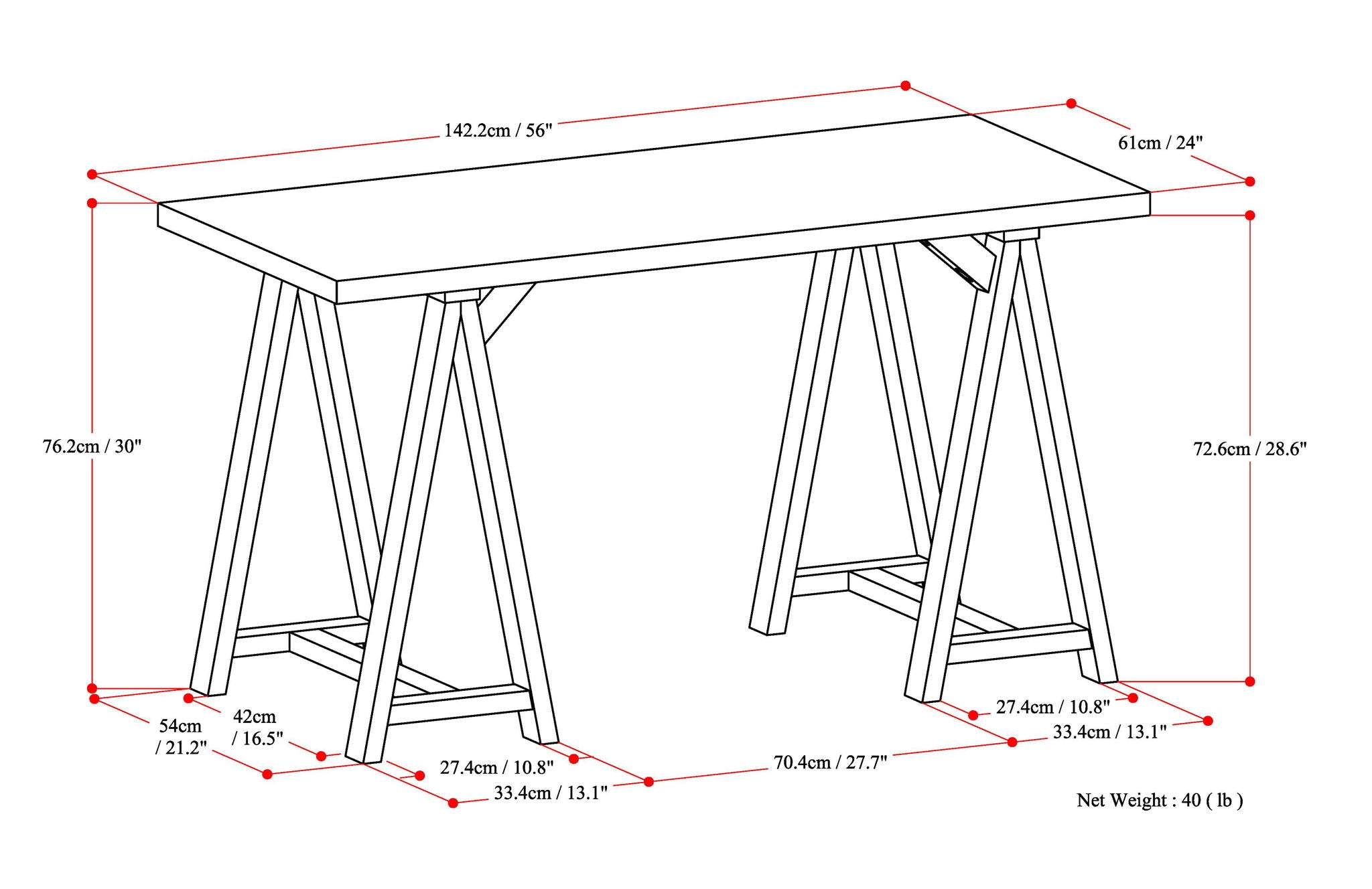 Sawhorse - Handcrafted Writing Desk