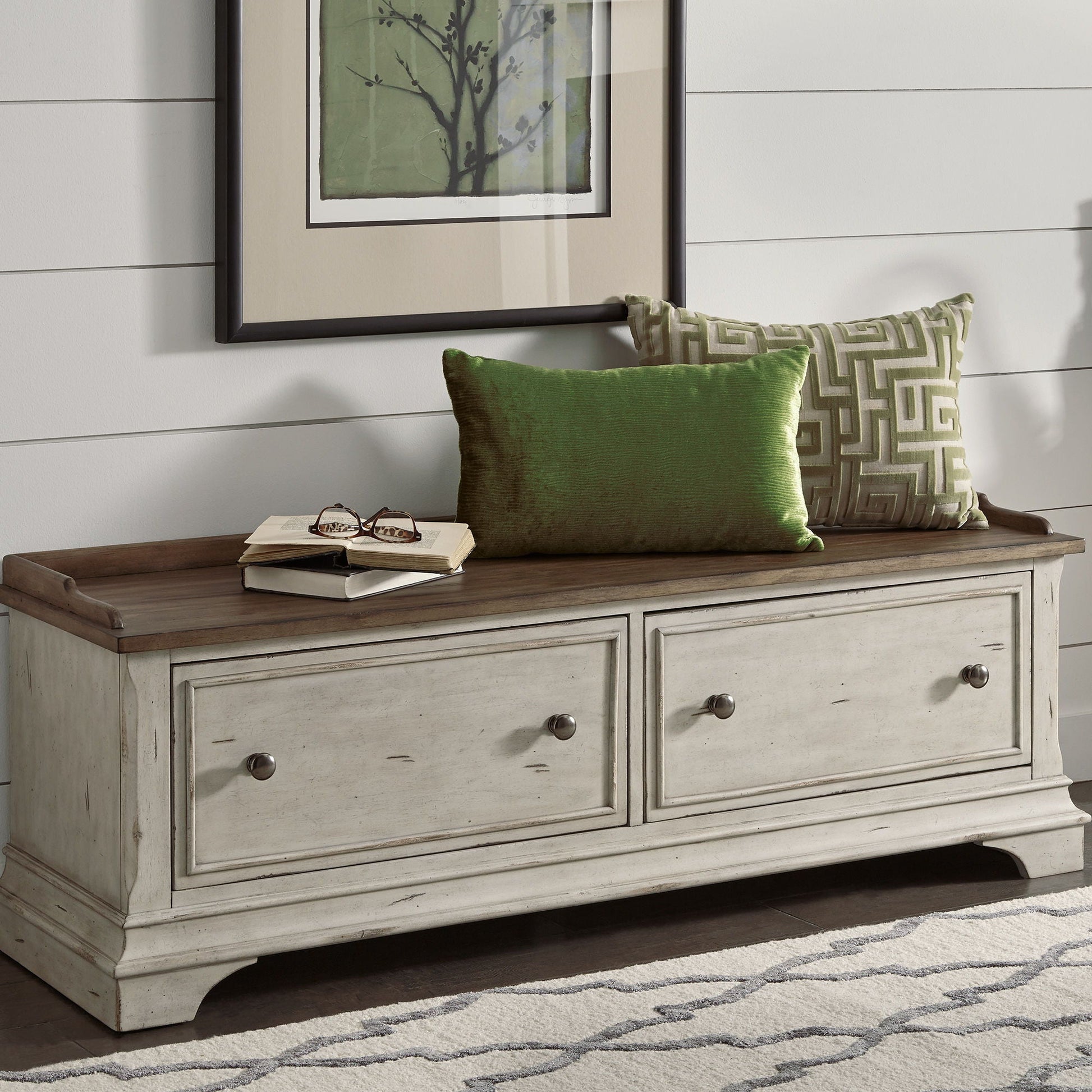 Liberty Furniture Morgan Creek - Storage Hall Bench - White | Meri Furniture