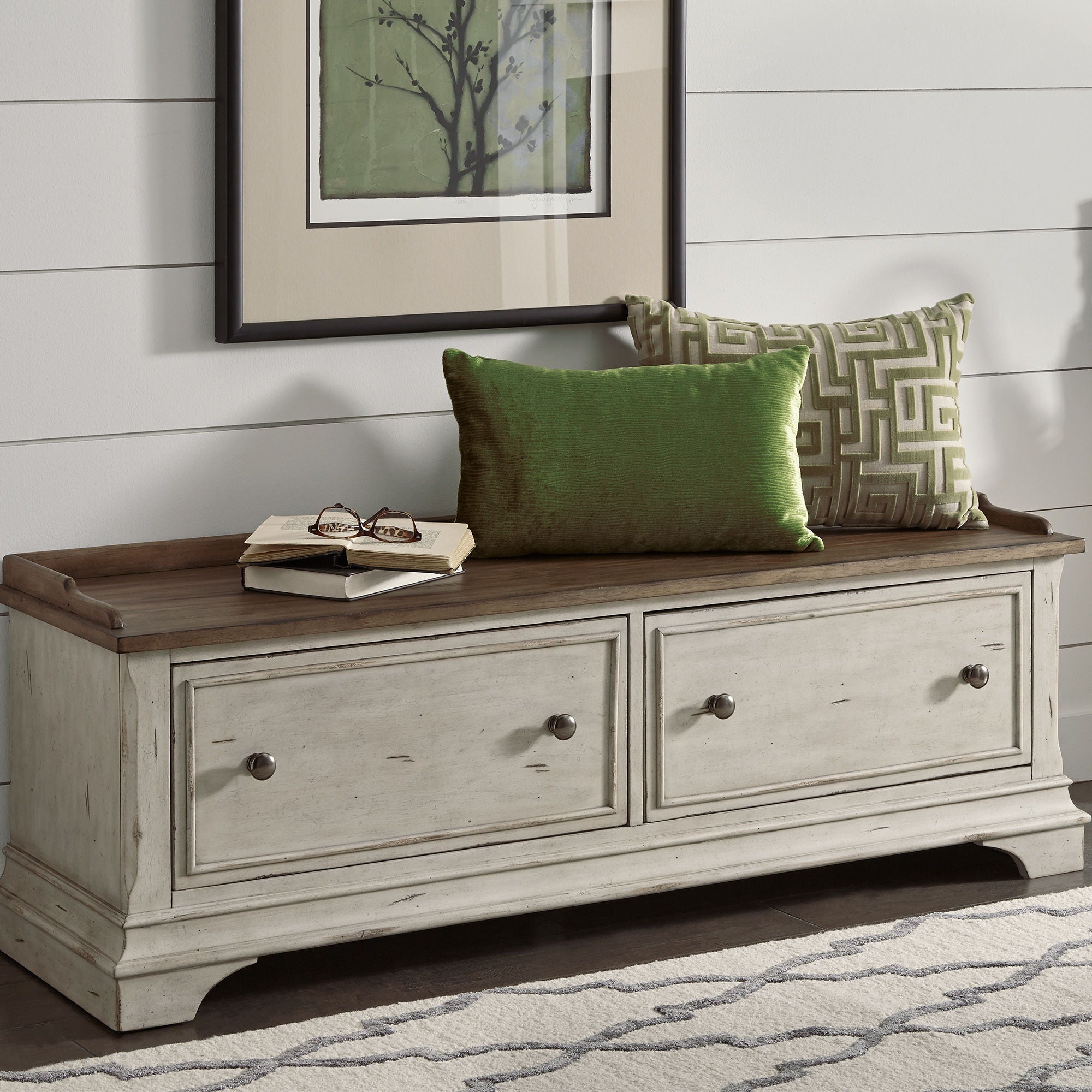 Liberty Furniture Morgan Creek - Storage Hall Bench - White | Meri Furniture