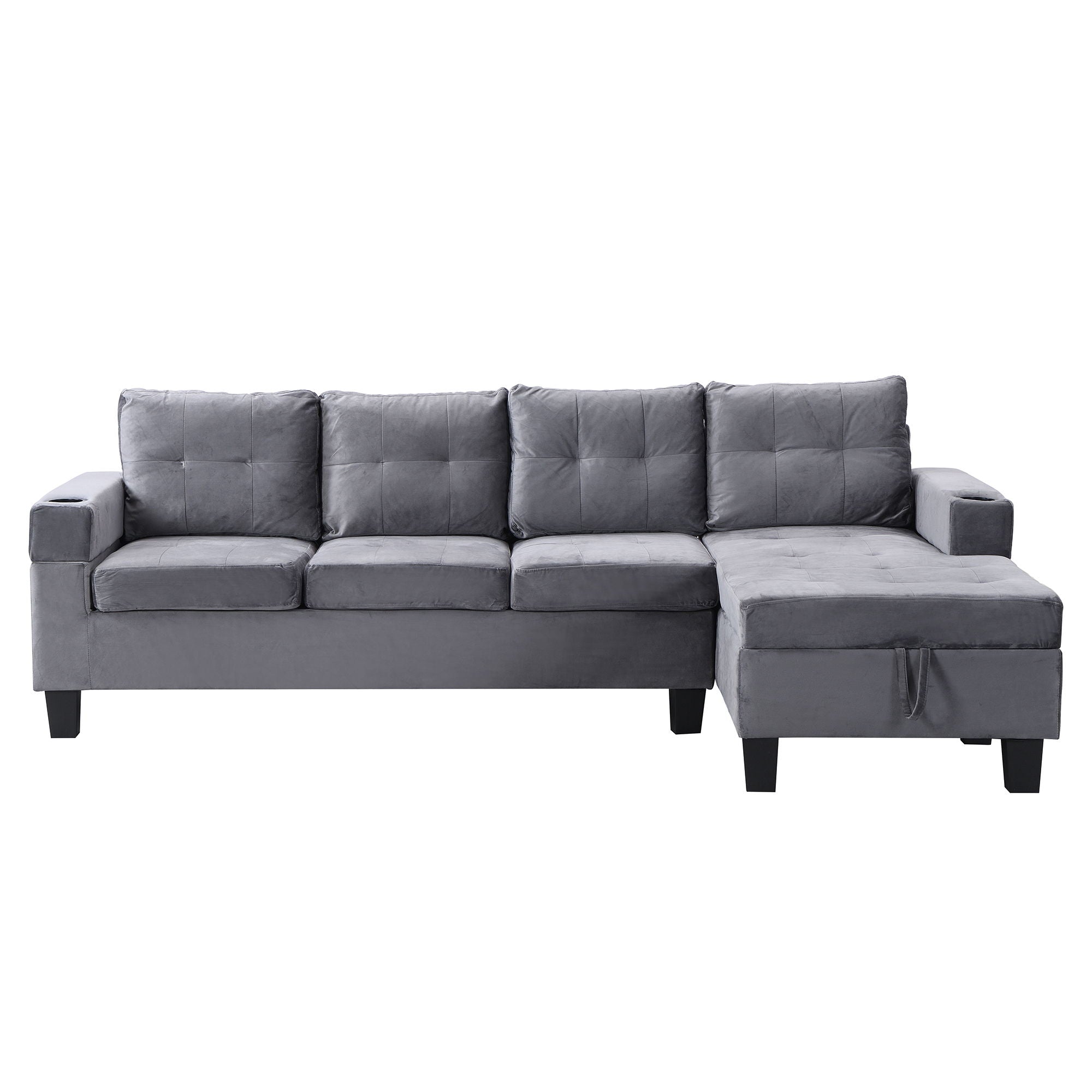 Modern Sectional Sofa Set With L Shape Chaise Lounge And Storage