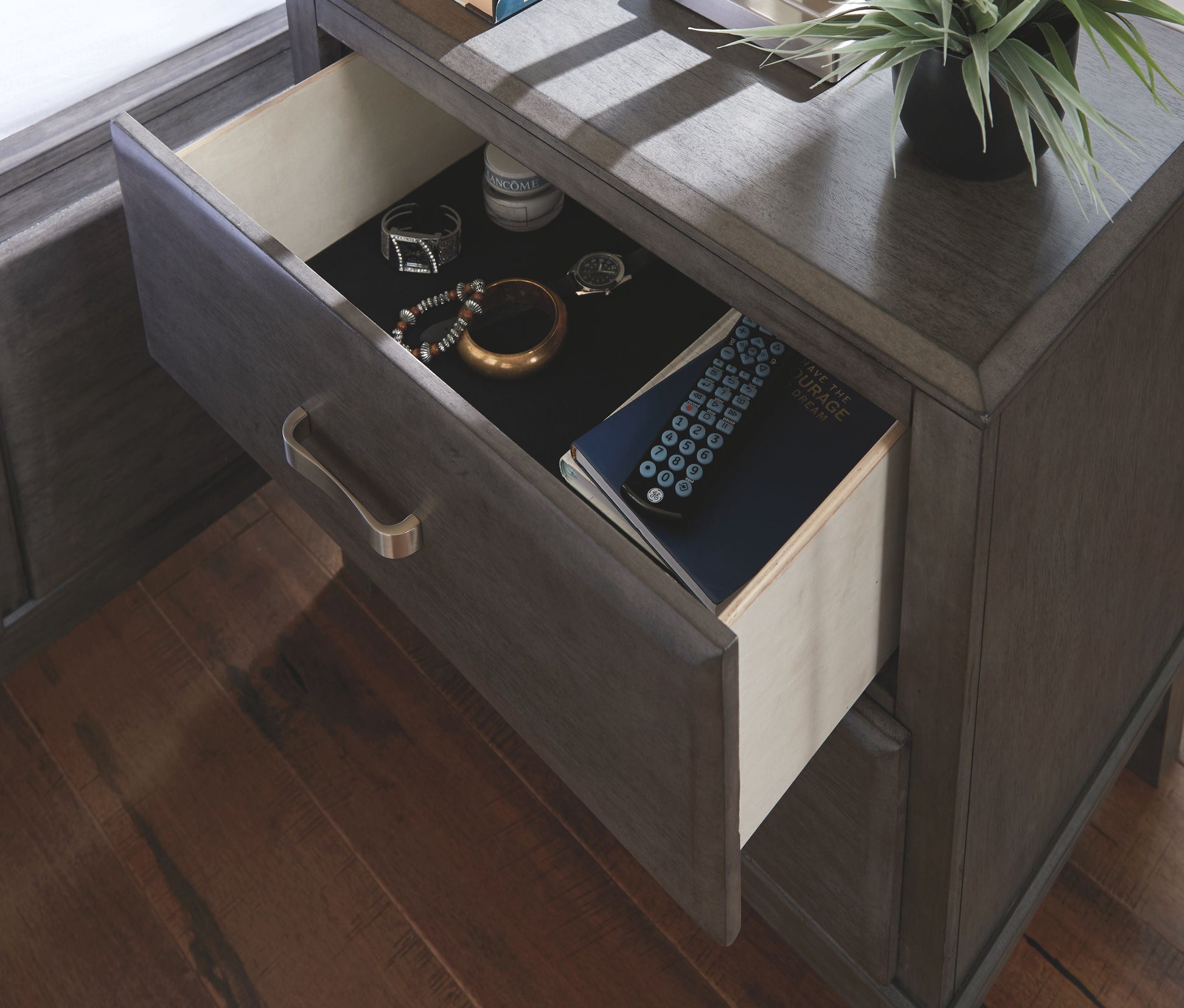 Ashley Furniture Caitbrook - Gray - Two Drawer Night Stand | Meri Furniture