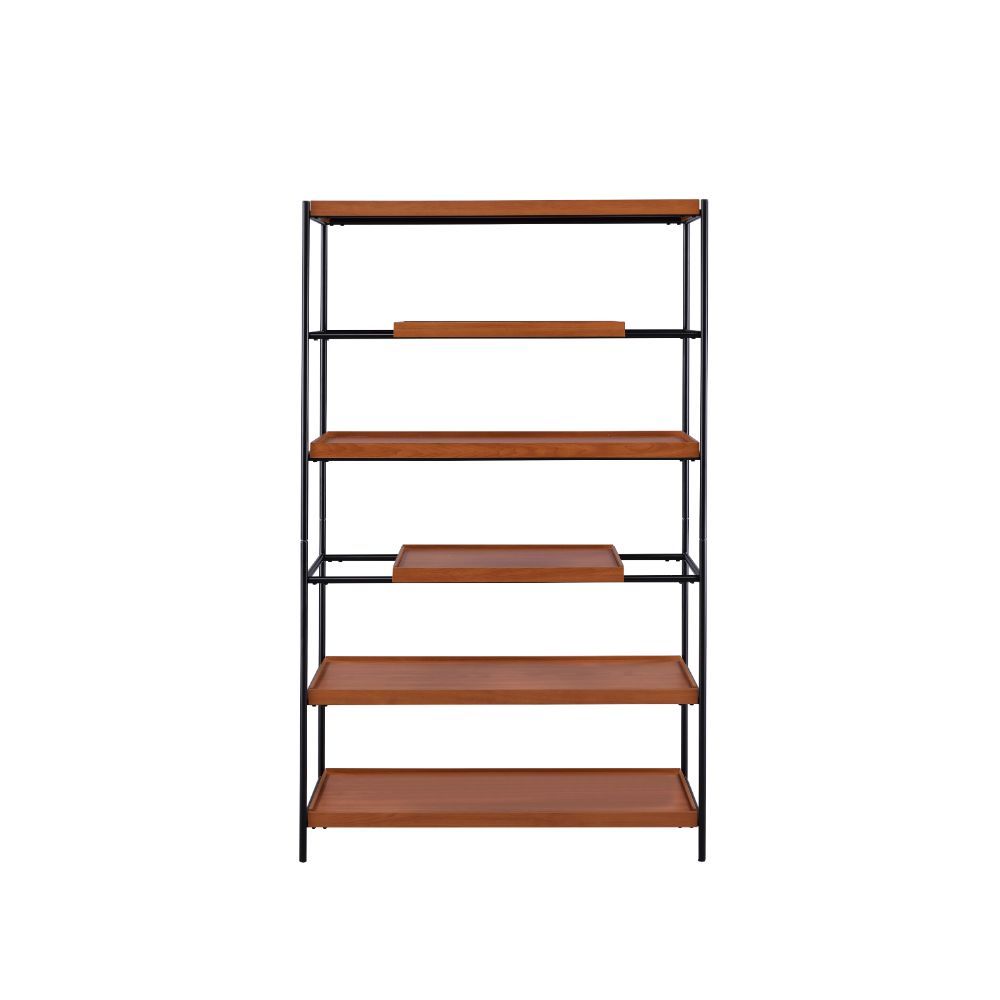 ACME Oaken - Bookshelf - Honey Oak & Black | Meri Furniture