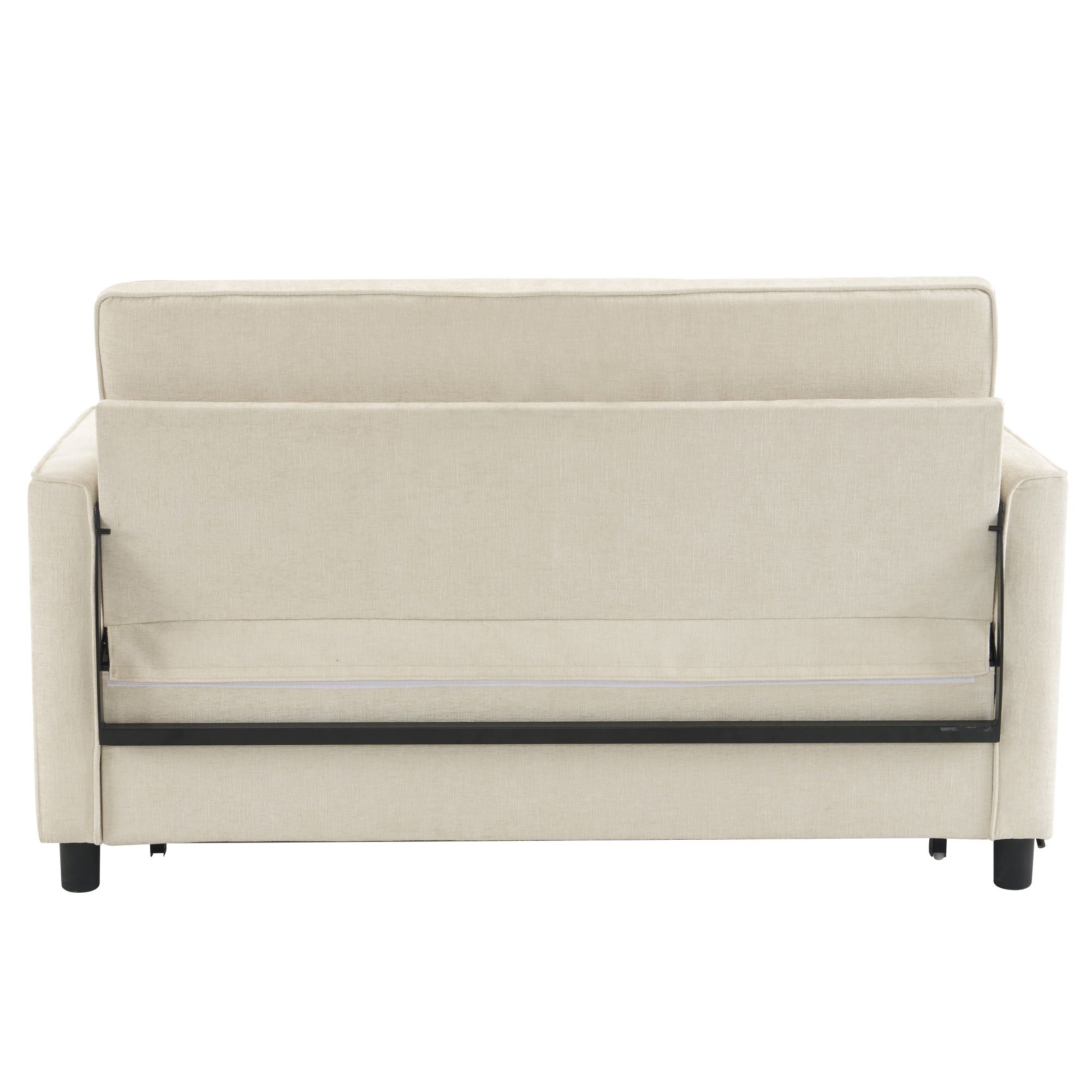 Pull-Out Sleeper Sofa With Reversible Backrest Cushion, Side Pockets, 2 USB Ports And A Phone Holder For Living Room