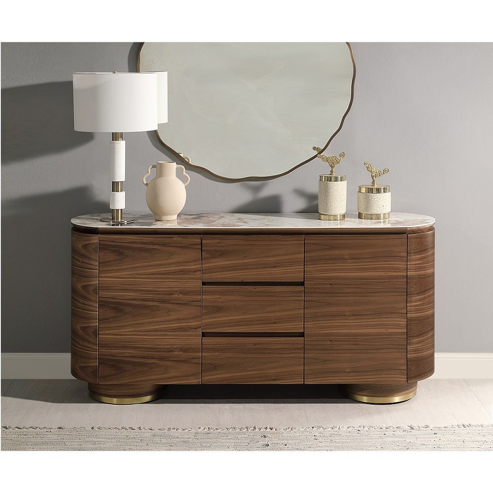 ACME Willene - Server With Ceramic Top - Walnut | Meri Furniture