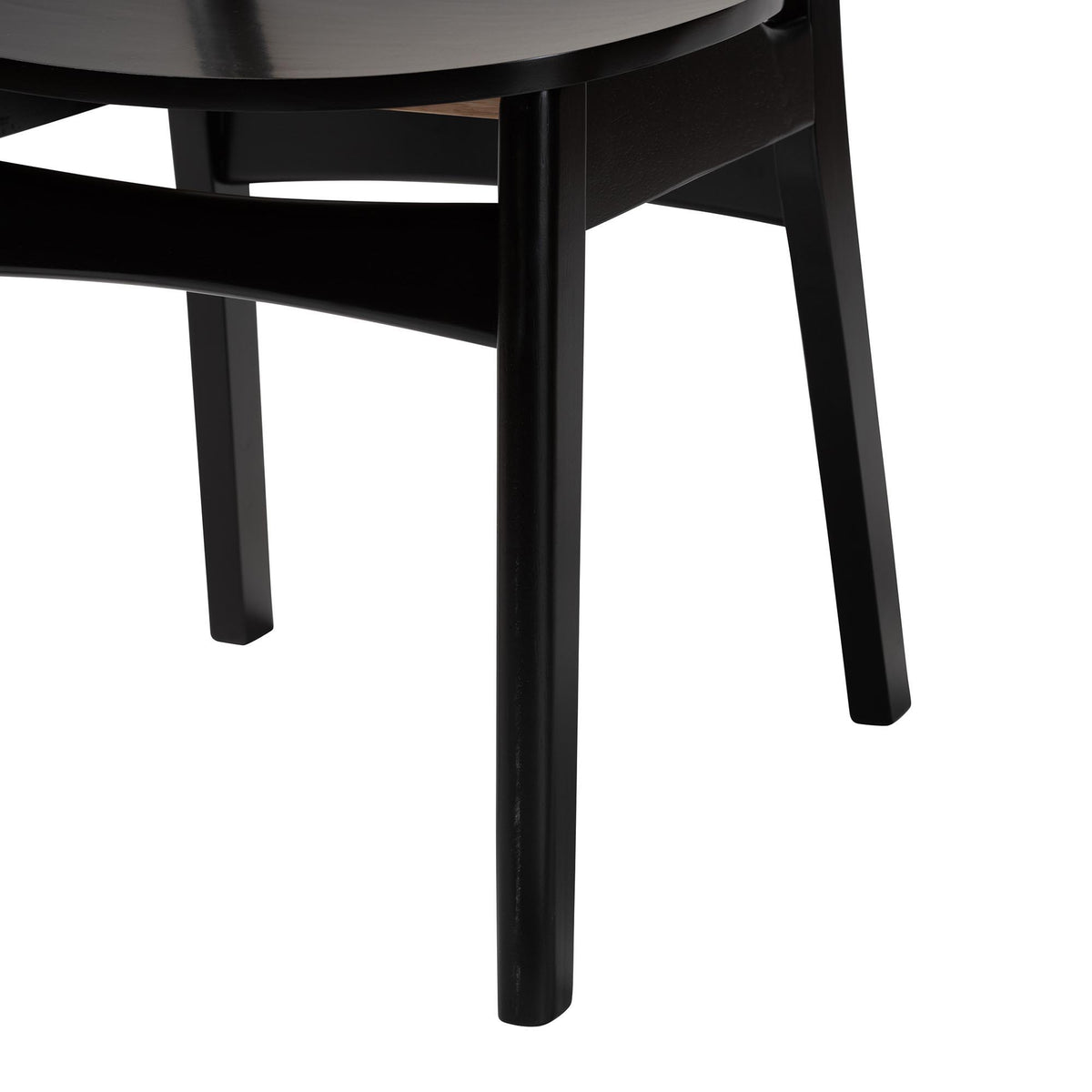Linnet Mid-Century Modern Dark Brown Finished Wood and Rattan 5-Piece Dining Set