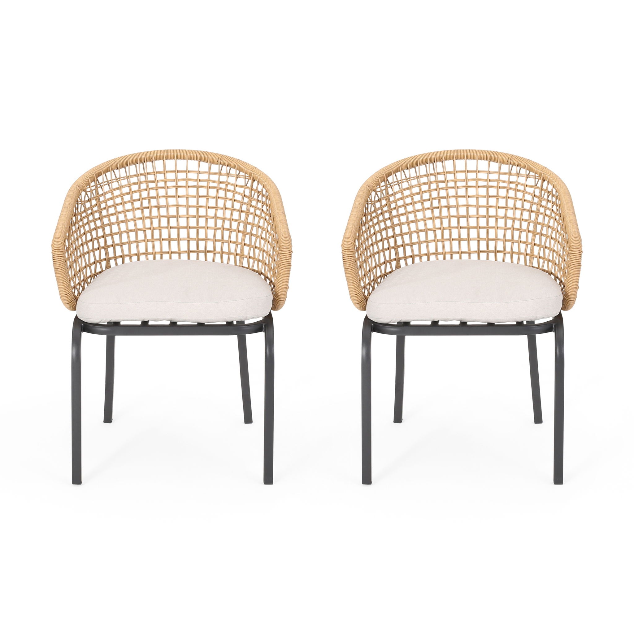 Outdoor Wicker Chair With Powder Coated Iron Legs