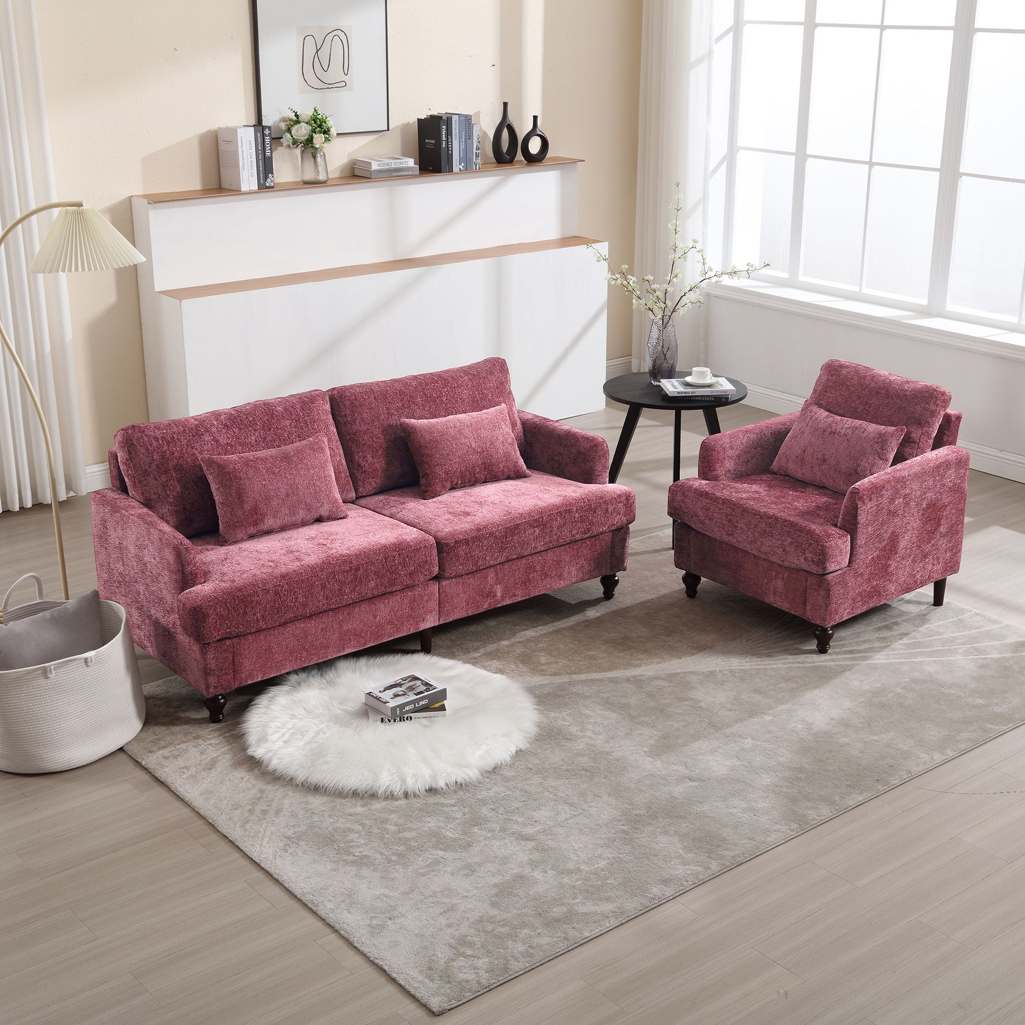 Mid Century Modern Fabric Loveseat Sofa, 2 Seat Upholstered Couch