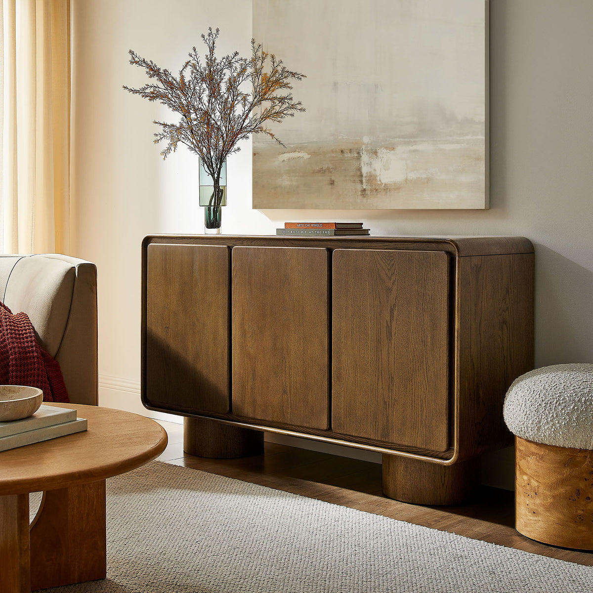 Lumo 3-Door Curved Wood Accent Cabinet by Modway