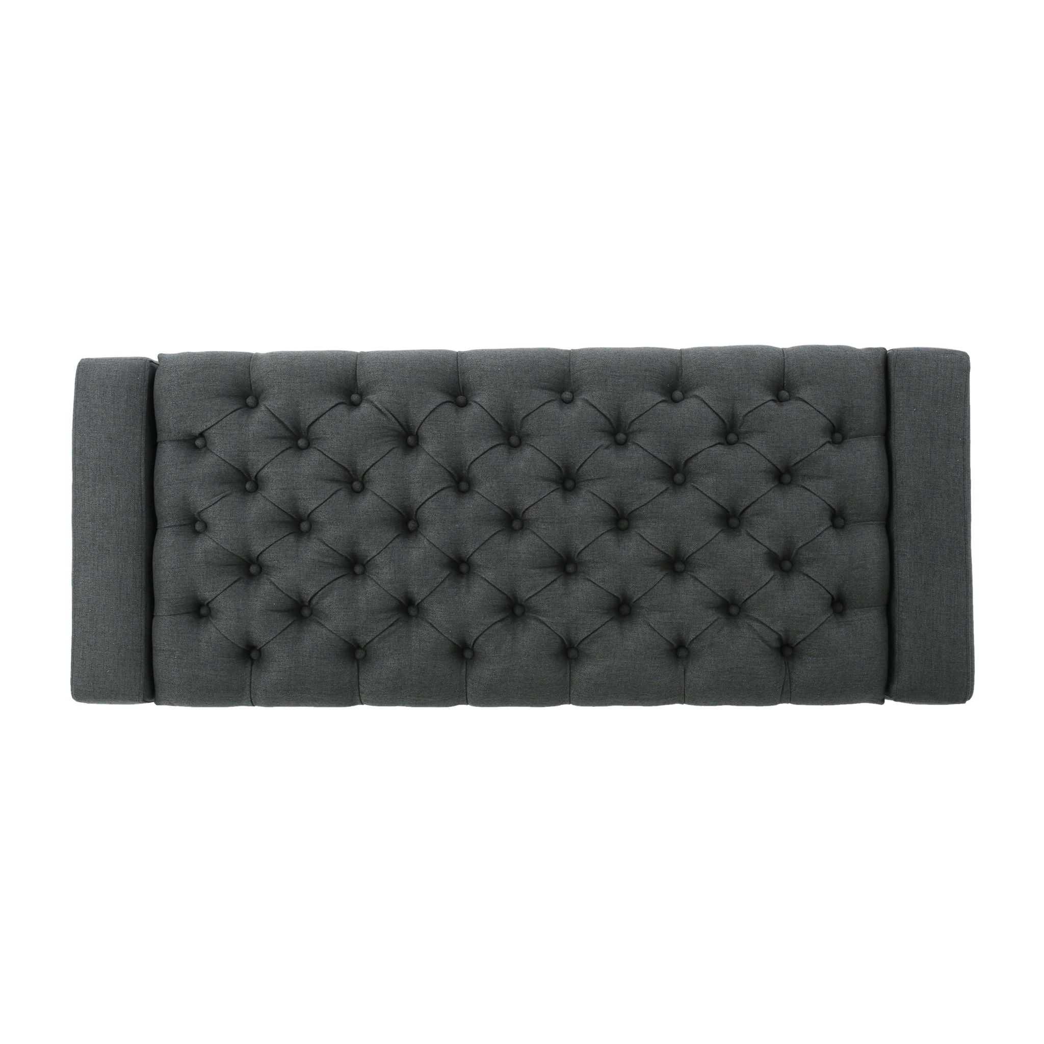 Contemporary Storage Ottoman With Tufted Top - Dark Gray